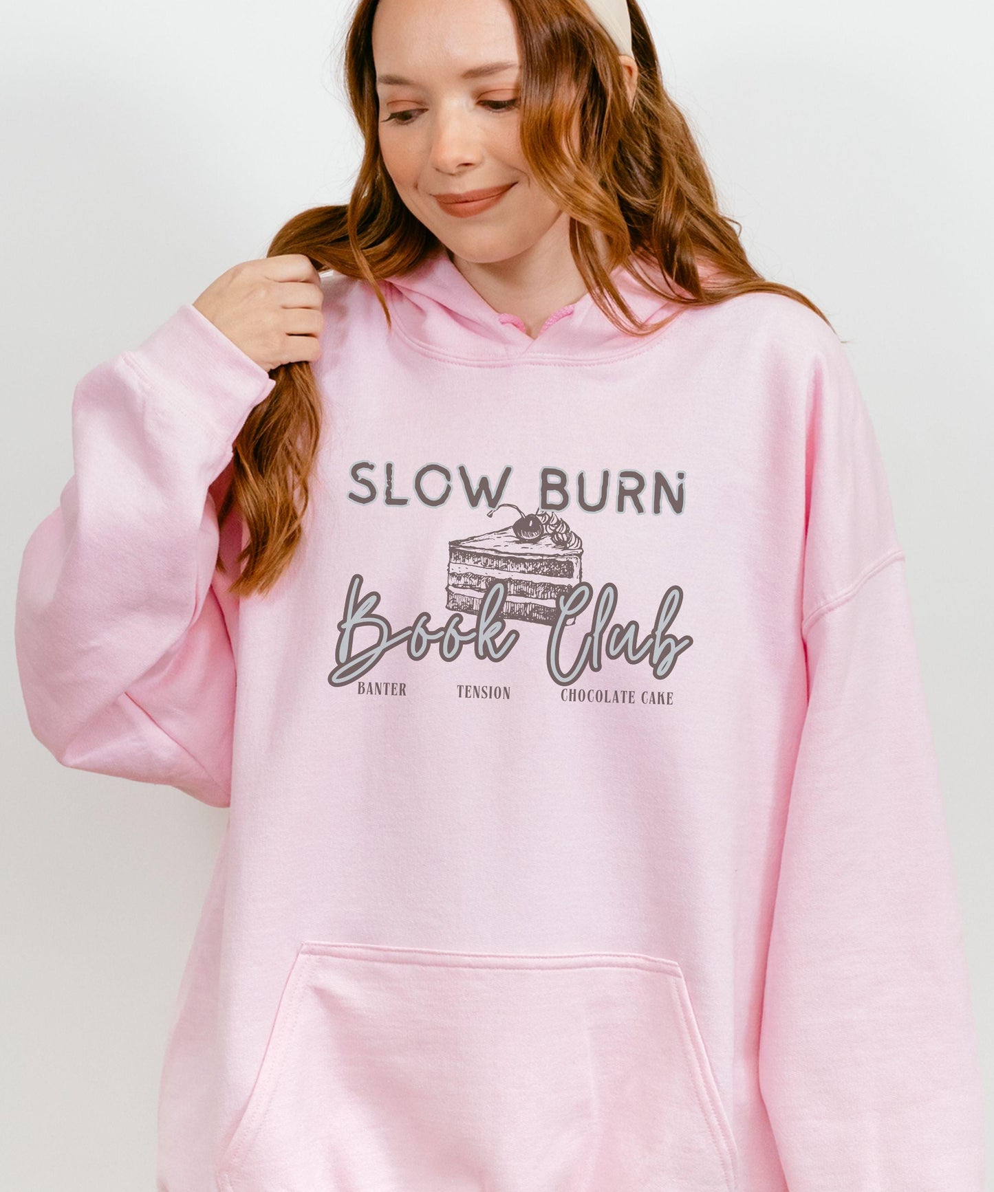 Slow Burn Book Club Hoodie, Chocolate Cake Book Trope Sweatshirt, Enemies to Lovers Romantasy Merch Romance Reader Hoodie Bookish Shop