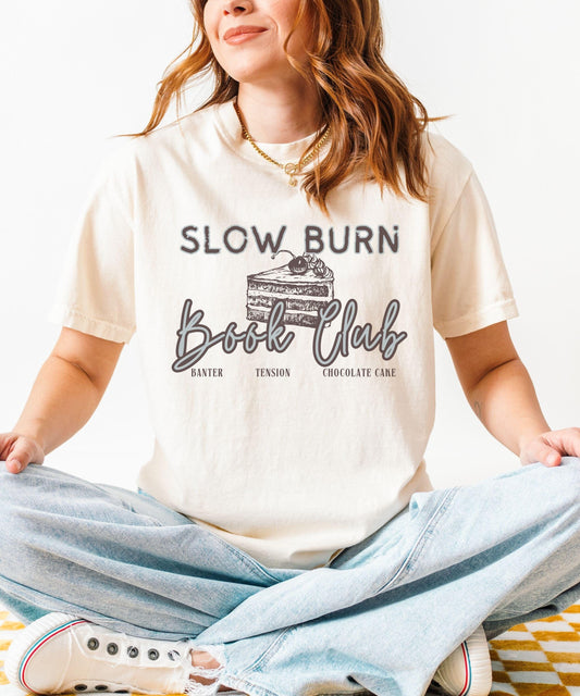 Slow Burn Book Club Shirt, Chocolate Cake Book Trope Tshirt Enemies to Lovers Romantasy Merch, Romance Reader Shirt Bookish Shops