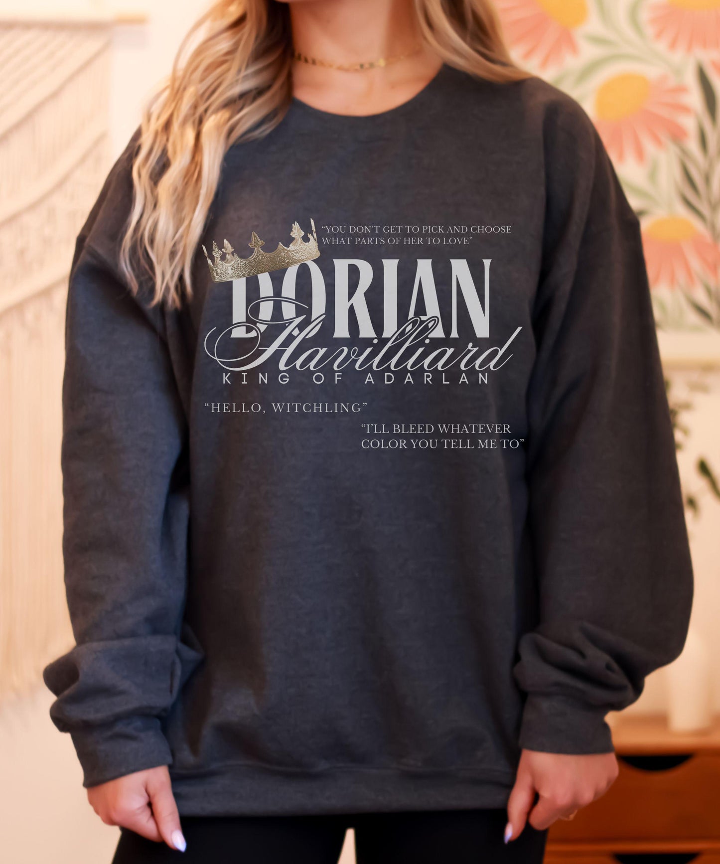 Dorian Havilliard Sweatshirt, Throne of Glass Sweatshirt, Licensed Sarah J Maas Merch, Manon Blackbeak Kingdom Of Ash Romantasy Sweatshirt