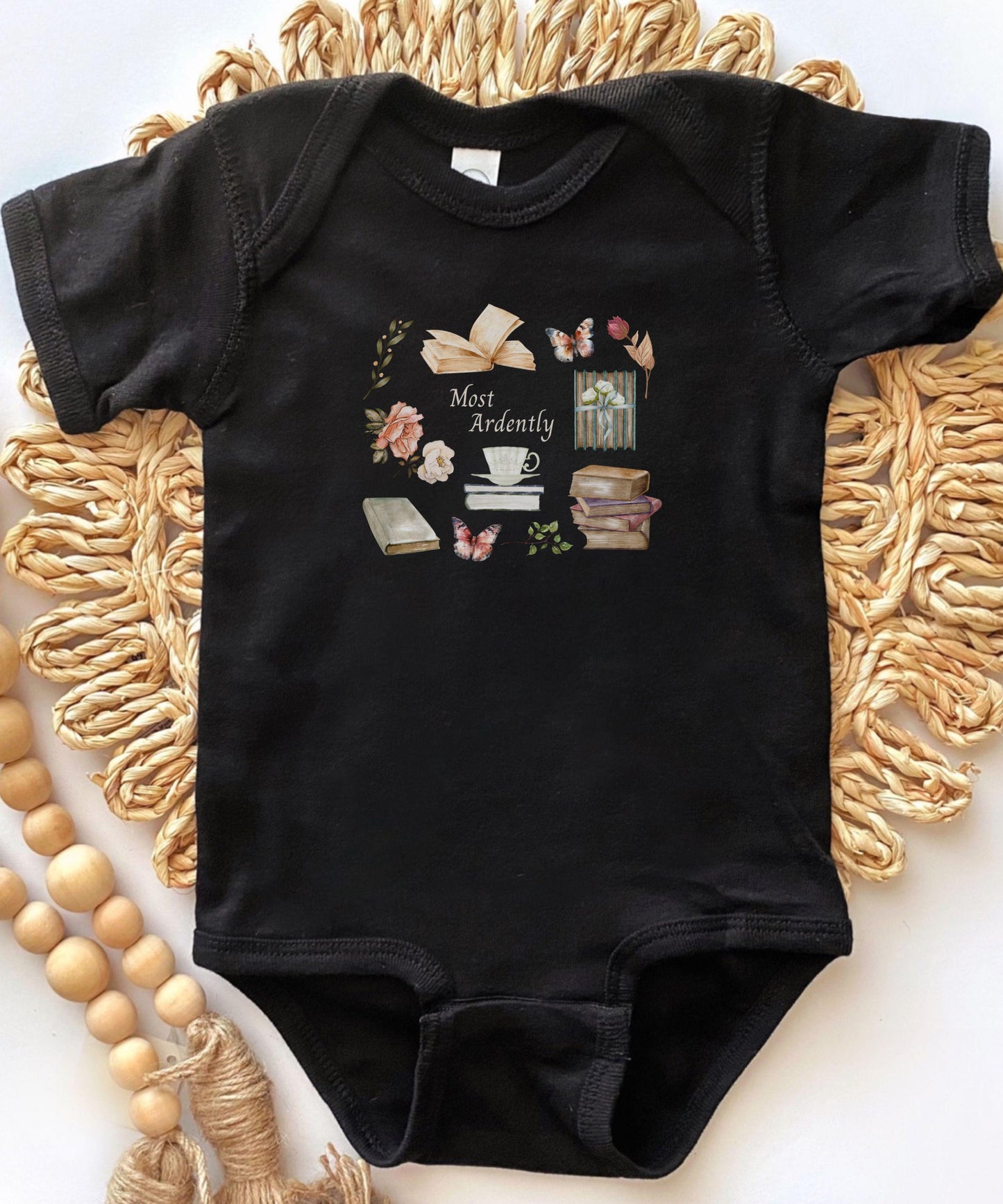 Most Ardently Jane Austen Baby Bodysuit, Pride and Prejudice Baby Clothes, Literature Baby Gifts Bookish Baby Shower Gift Librariancore Baby