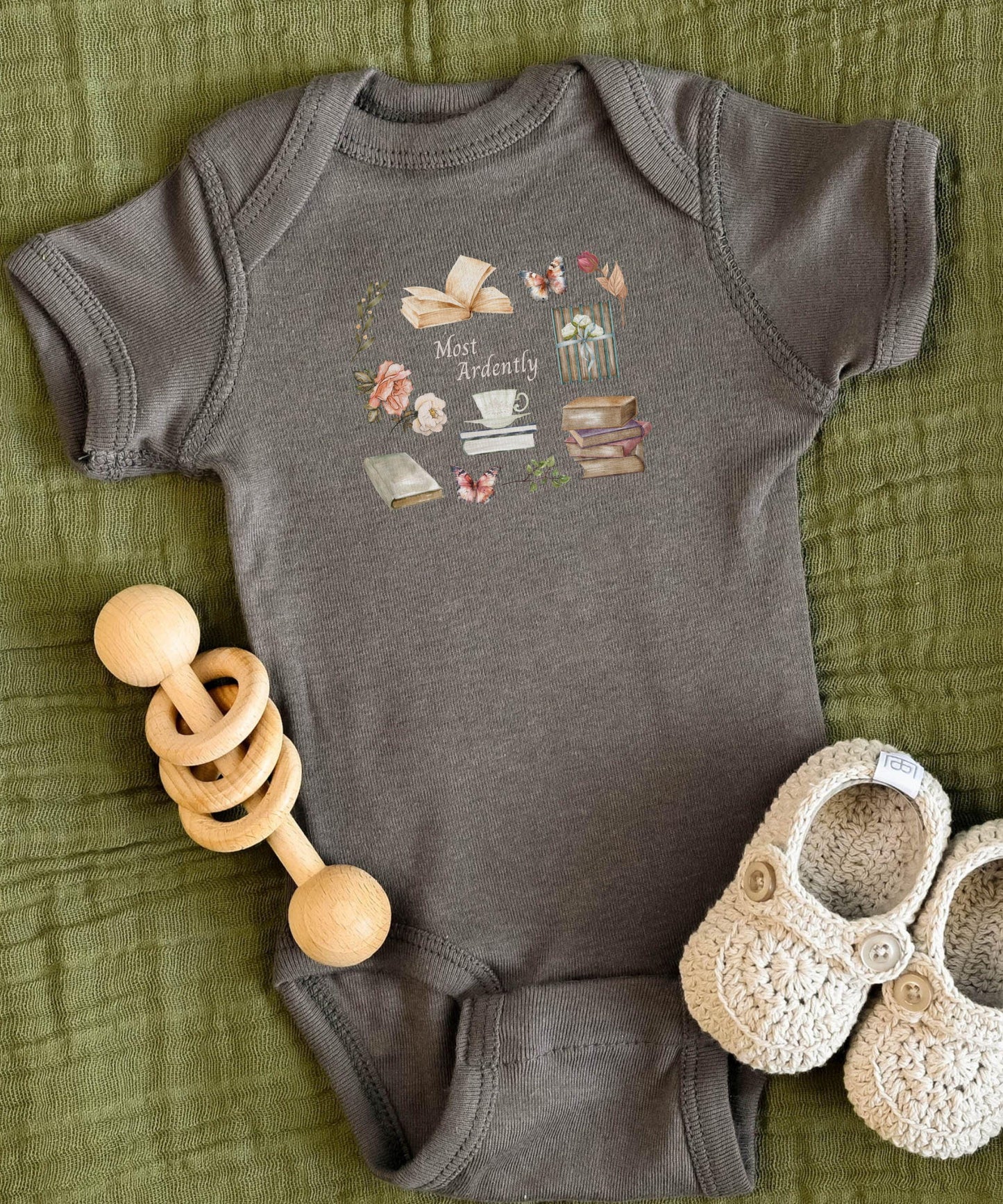 Most Ardently Jane Austen Baby Bodysuit, Pride and Prejudice Baby Clothes, Literature Baby Gifts Bookish Baby Shower Gift Librariancore Baby