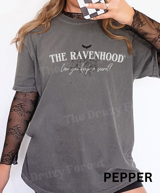 The Ravenhood Series Tshirt, Licensed Kate Stewart Book Merch, Can you Keep a Secret? Dark Romance Book Merch, Floral Raven Wings Shirt