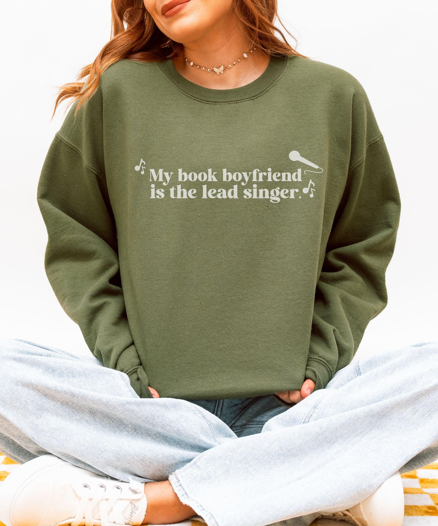 Rocker Romance Sweatshirt: My Book Boyfriend Is The Lead Singer Sweatshirt, Romance Book Merch, Bookish Trope Sweatshirt, Smut Reader Shirt