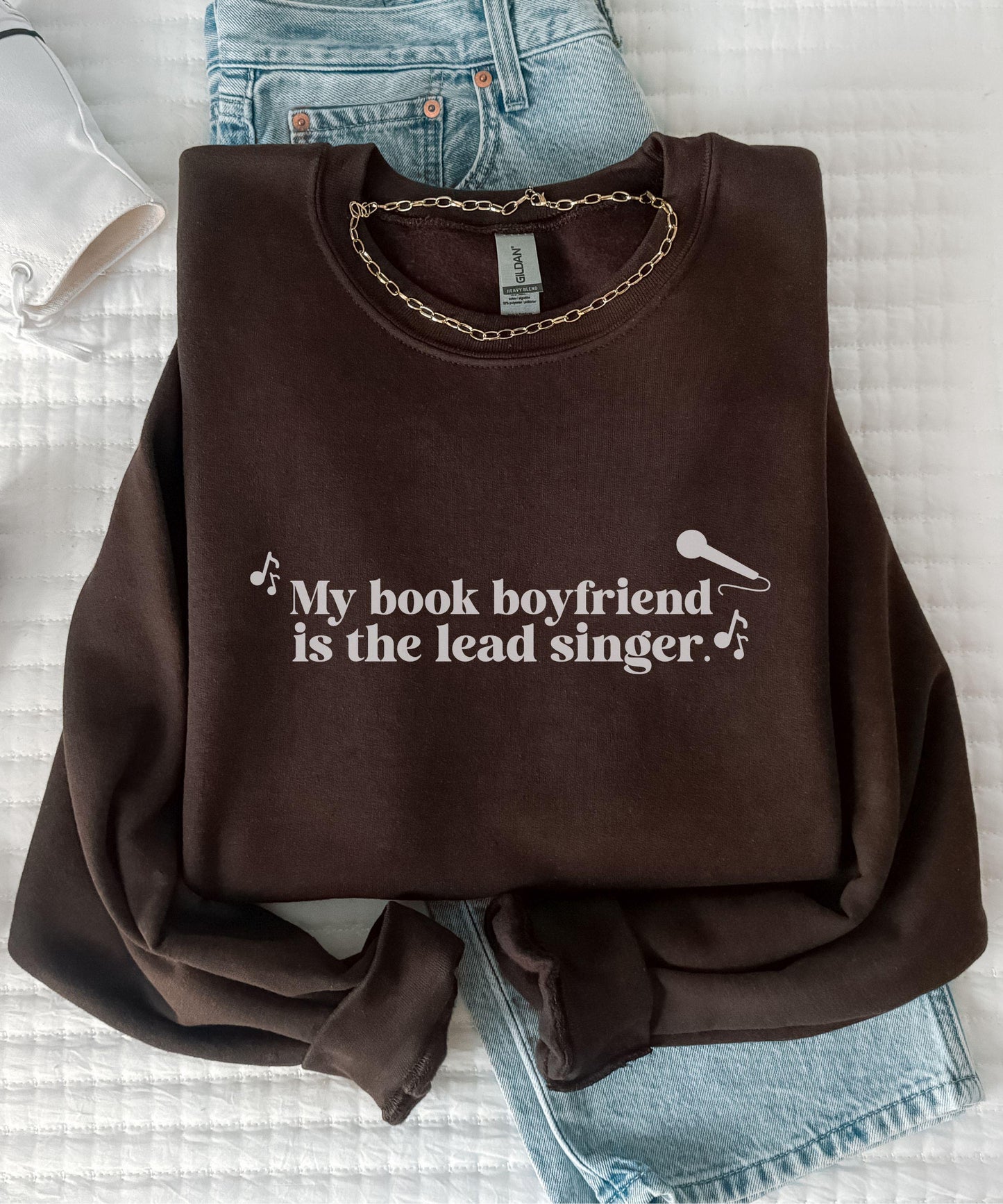 Rocker Romance Sweatshirt: My Book Boyfriend Is The Lead Singer Sweatshirt, Romance Book Merch, Bookish Trope Sweatshirt, Smut Reader Shirt