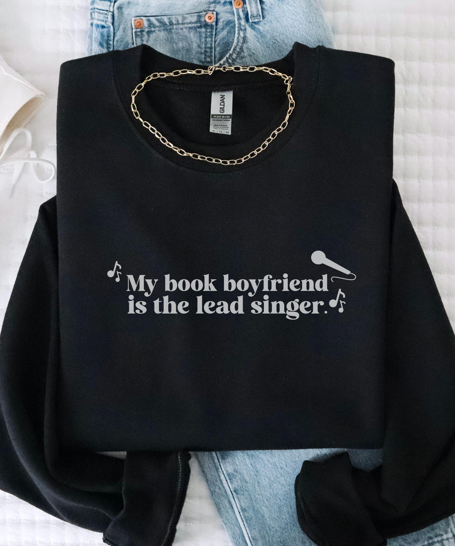 Rocker Romance Sweatshirt: My Book Boyfriend Is The Lead Singer Sweatshirt, Romance Book Merch, Bookish Trope Sweatshirt, Smut Reader Shirt