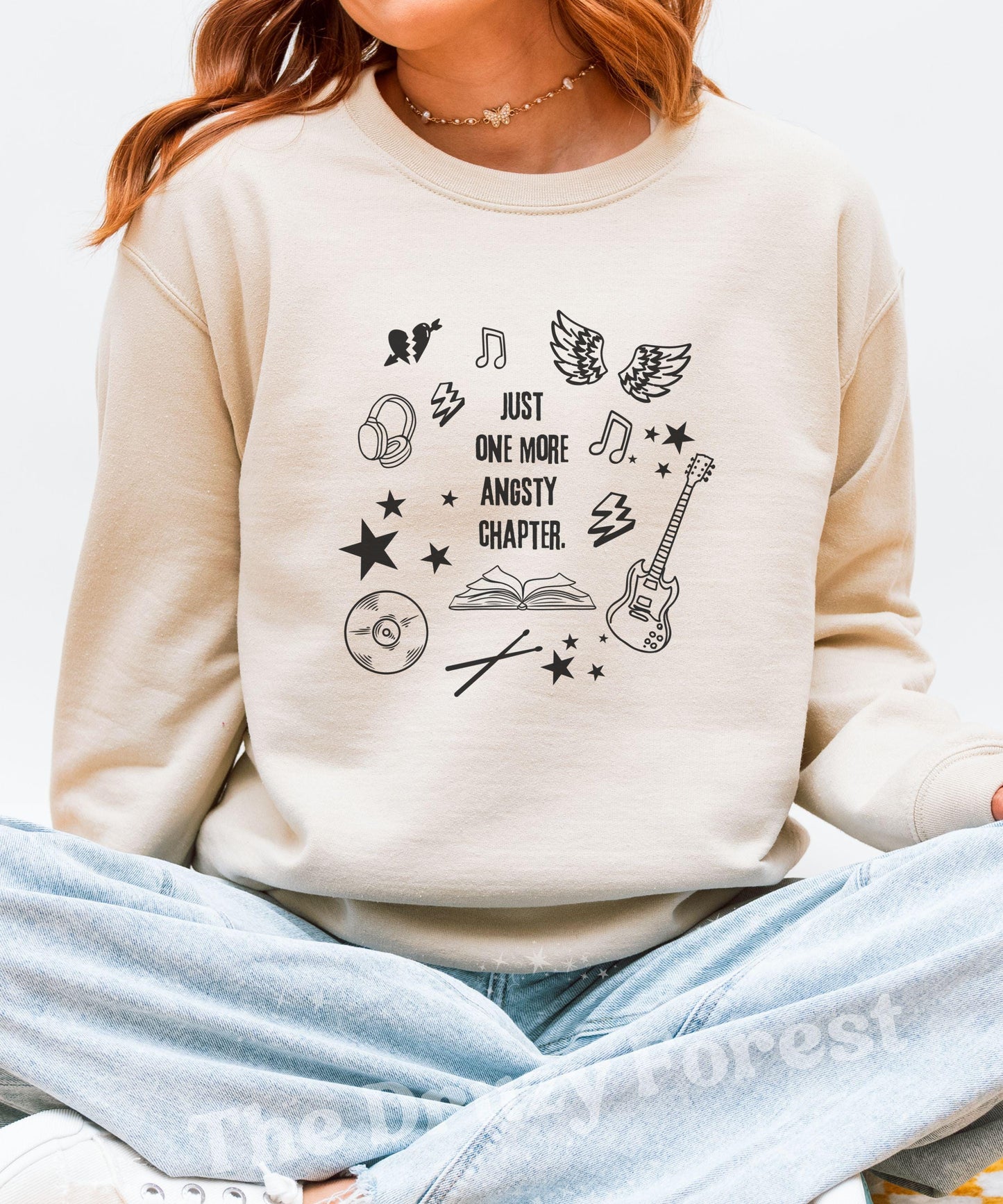 Rock Romance Book Sweatshirt: Just One More Angsty Chapter Sweatshirt, Booklover Gifts, Booktok Merch, Music Romance Reader Sweatshirt