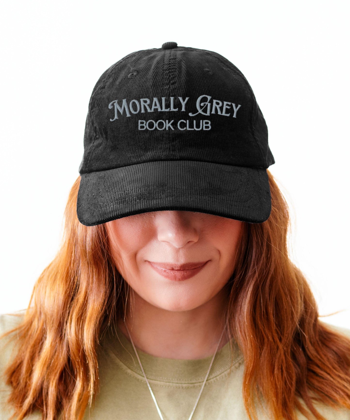 Morally Grey Book Club Embroidered Corduroy Hat: Bookish Hat, Spicy Books Smut Reader Hat, Bookish Things, Dark Romance Hat, Romantasy Merch
