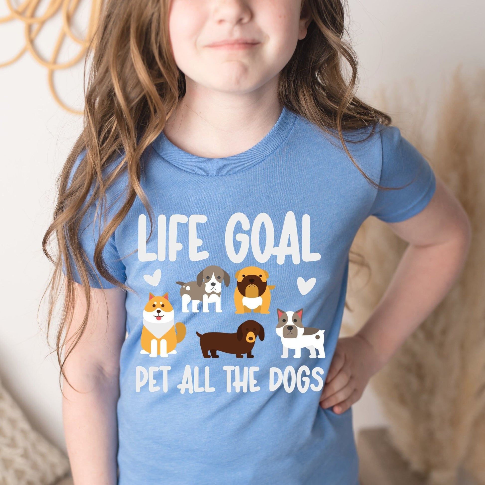 Life Goal Pet All The Dogs Shirt for Kids, Dog Shirt for Girls, Youth Shirt for Dog Lover, Life Goals Shirt, Animal Lover Gift Girl