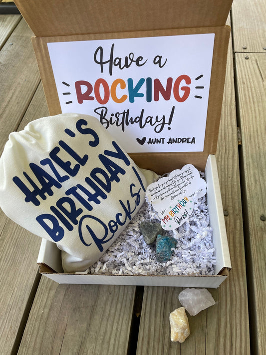 Crystal Birthday Gift Box, Birthday Activity for Kids, Personalized Birthday Rocks, Geology Birthday, Gemstone Gift Box, STEM Science Set