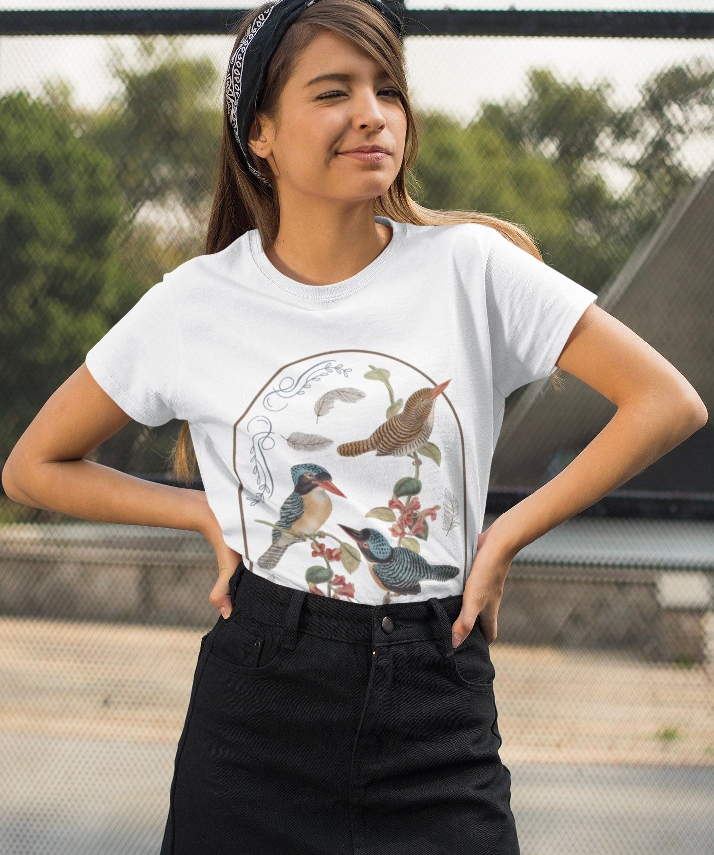 Botanical Bird Shirt Vintage Flower Cottagecore Tshirt Nature Lover Ephemera Aesthetic Women's Feather Shirt Cottage Core Tee Light Academia