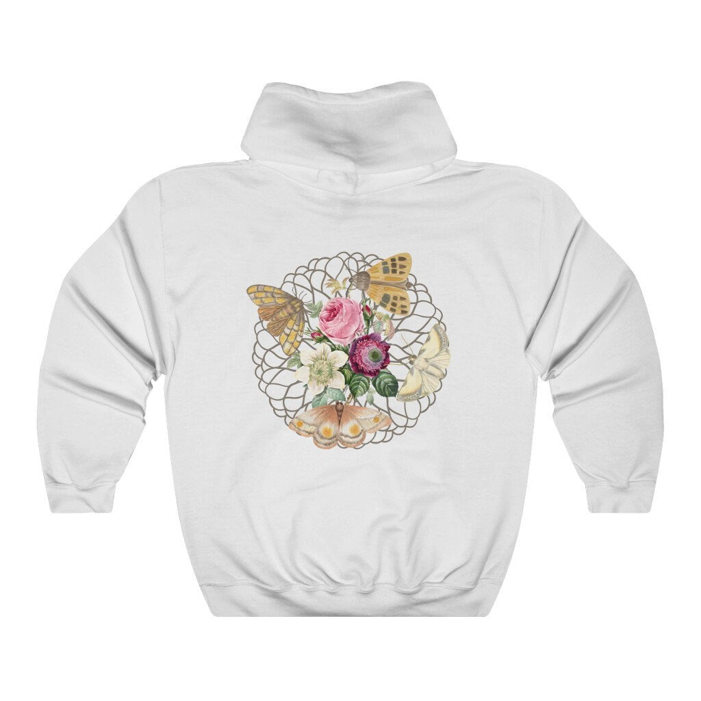 Moth Hoodie Cottage Core Clothes Fairycore Clothing Butterfly Flower Sweatshirt Moth Sweater Insect Shirt Light Academia Hoodie Fall Apparel