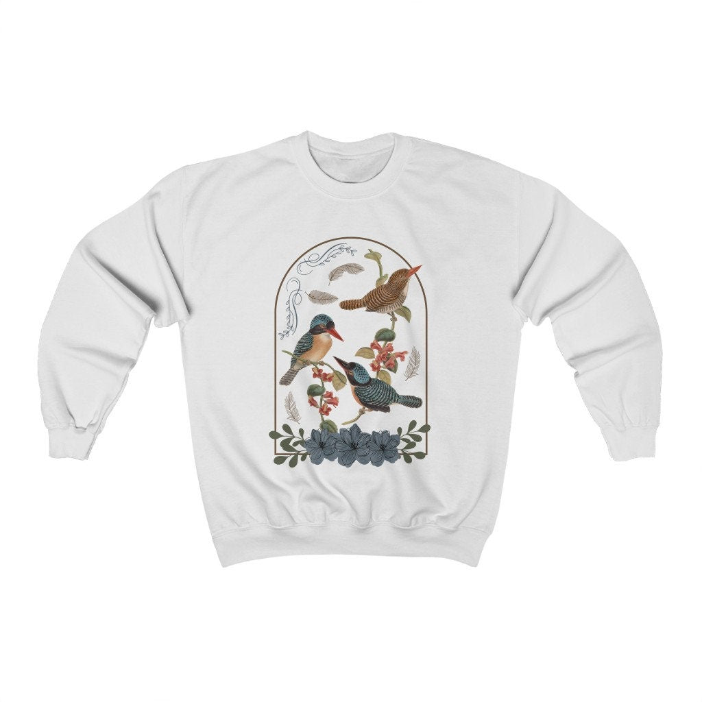 Bird Sweatshirt Botanical Crewneck Vintage Flower Sweatshirt Nature Sweatshirt Ephemera Aesthetic Women's Fall Crewneck