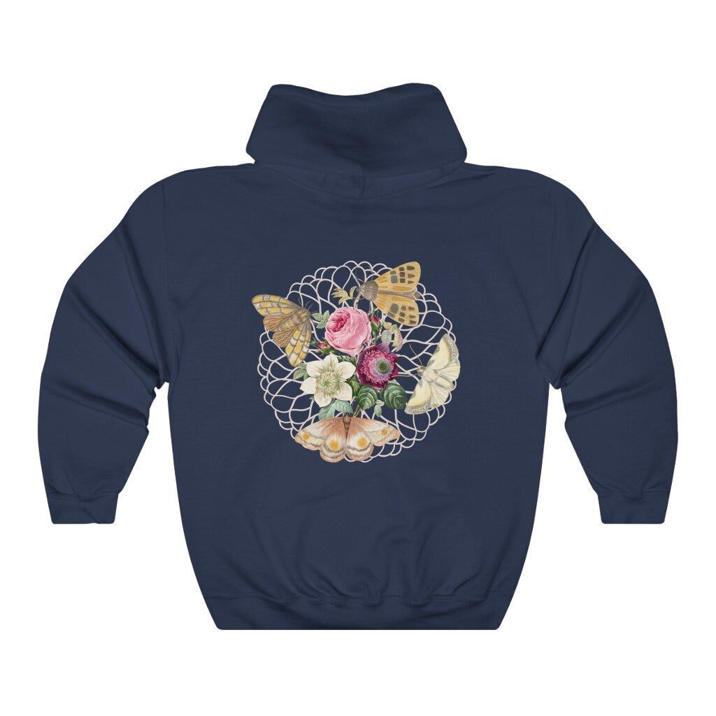 Moth Hoodie Cottage Core Clothes Fairycore Clothing Butterfly Flower Sweatshirt Moth Sweater Insect Shirt Light Academia Hoodie Fall Apparel