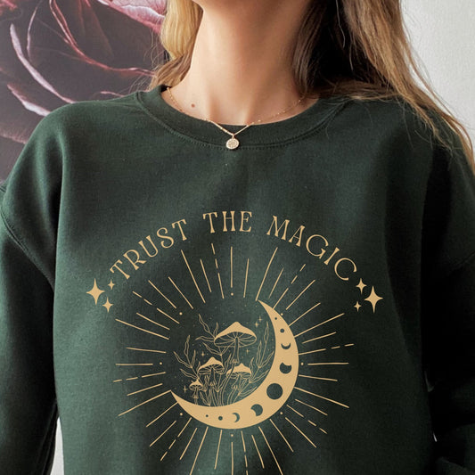 Moon Sweatshirt Mystical Shirt Mushroom Sweatshirt Fairycore Clothes Dark Academia Entrepreneur Gift Goblincore Fairy Grunge Clothing