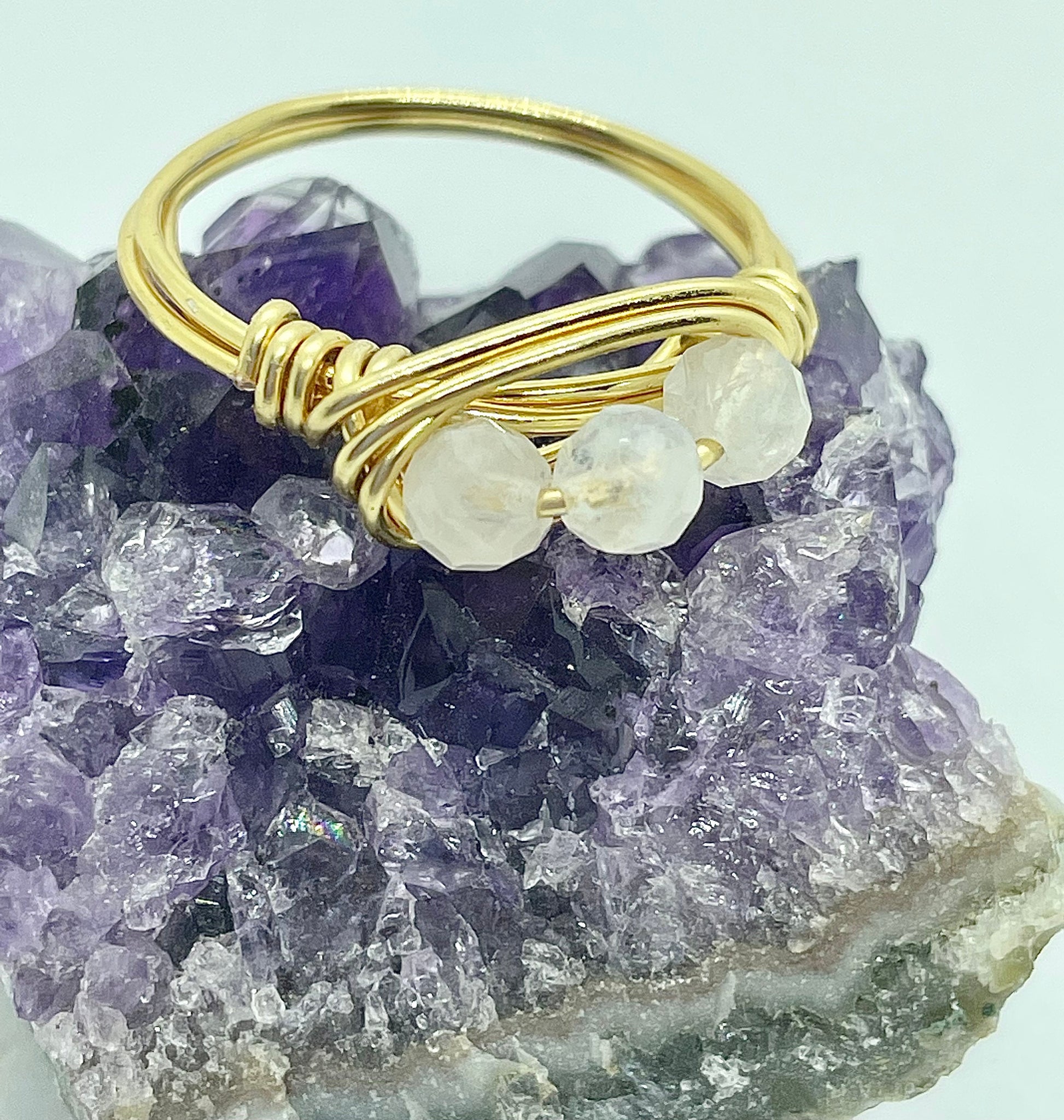 Moonstone Ring, Wire Wrapped Ring With Moonstone, Moonstone Jewelry, Preppy Jewelry, Fairycore Aesthetic Rings, Gold Plated Trendy Rings