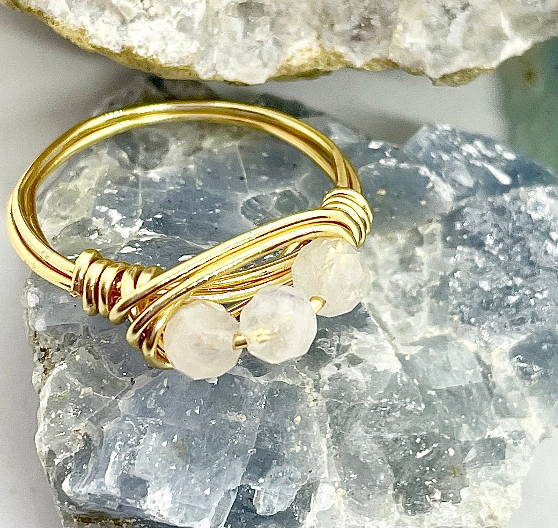 Moonstone Ring, Wire Wrapped Ring With Moonstone, Moonstone Jewelry, Preppy Jewelry, Fairycore Aesthetic Rings, Gold Plated Trendy Rings