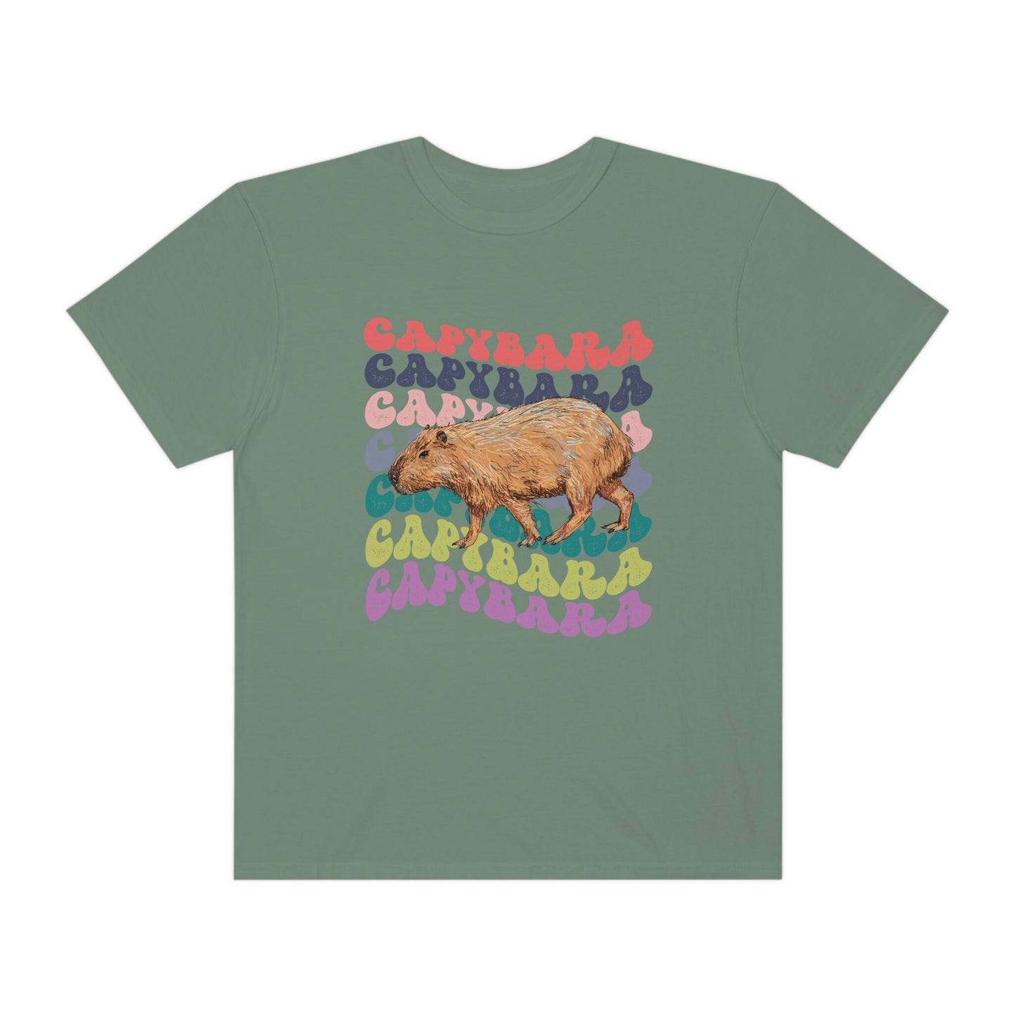 Capybara Shirt Garment Dyed Comfort Colors® Shirt Capybara Gift Retro Wavy Text Capybara Aesthetic T Shirt
