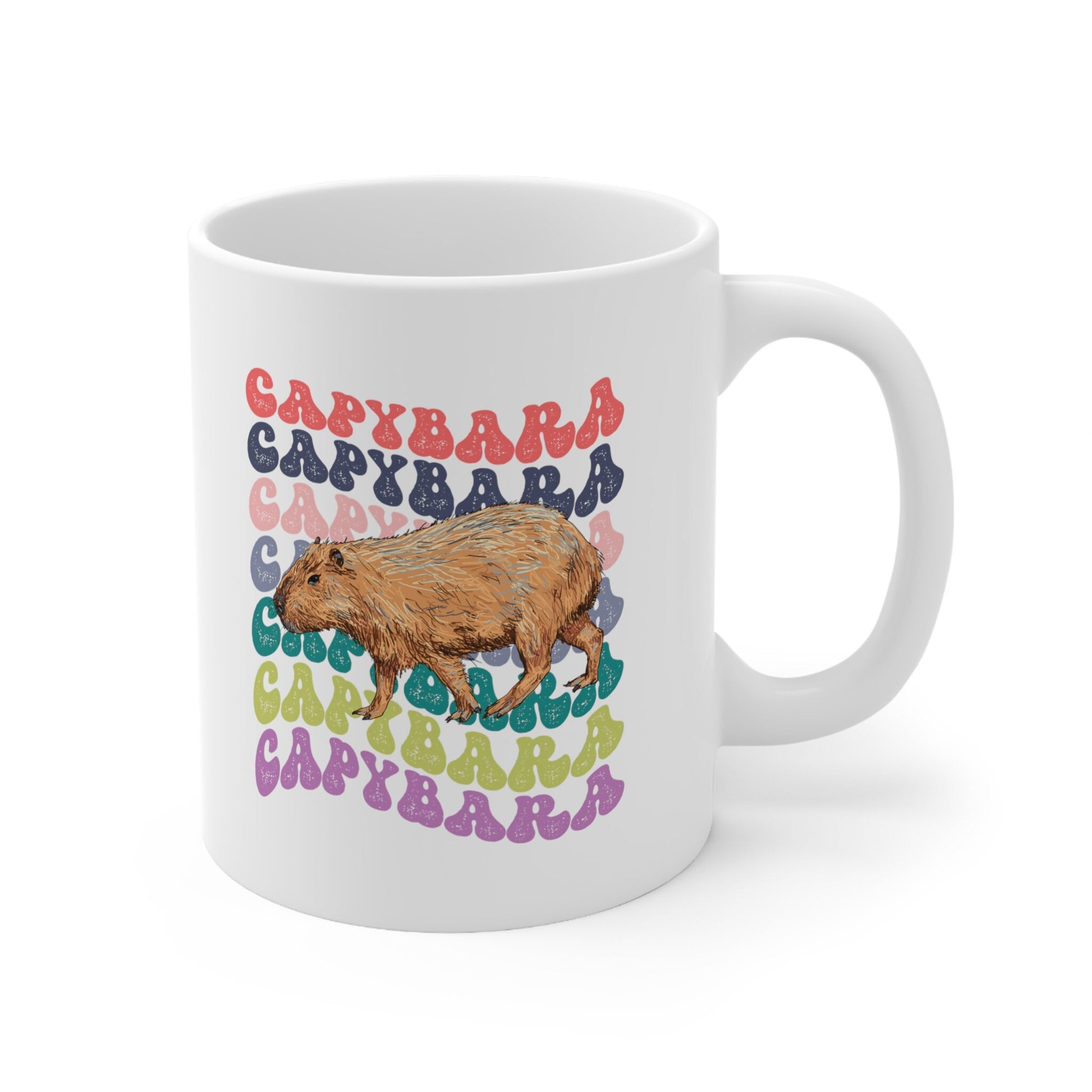 Capybara Mug, Capybara Gift, Capybara Lover, Capybara Coffee Mug, Large Coffee Mug, Retro Wavy Text Aesthetic Mug, 11oz Mug Mug, 15 Oz Mug,