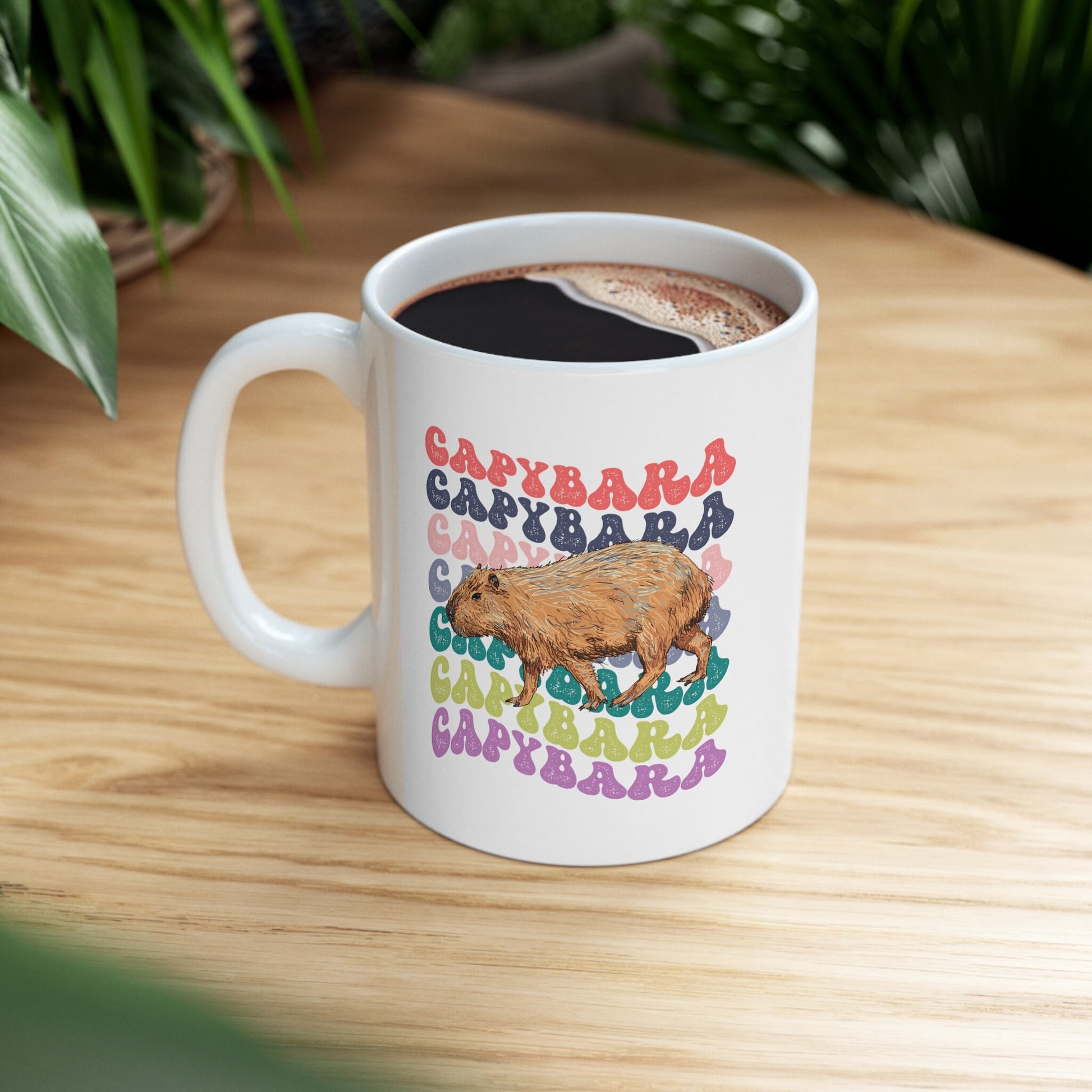 Capybara Mug, Capybara Gift, Capybara Lover, Capybara Coffee Mug, Large Coffee Mug, Retro Wavy Text Aesthetic Mug, 11oz Mug Mug, 15 Oz Mug,