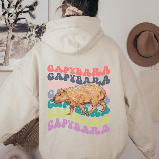 Capybara Shirt, Capybara Sweatshirt, Capybara Hoodie, Back Print Retro Hoodie, Capybara Gift, Aesthetic Hoodie, Animal Hoodie