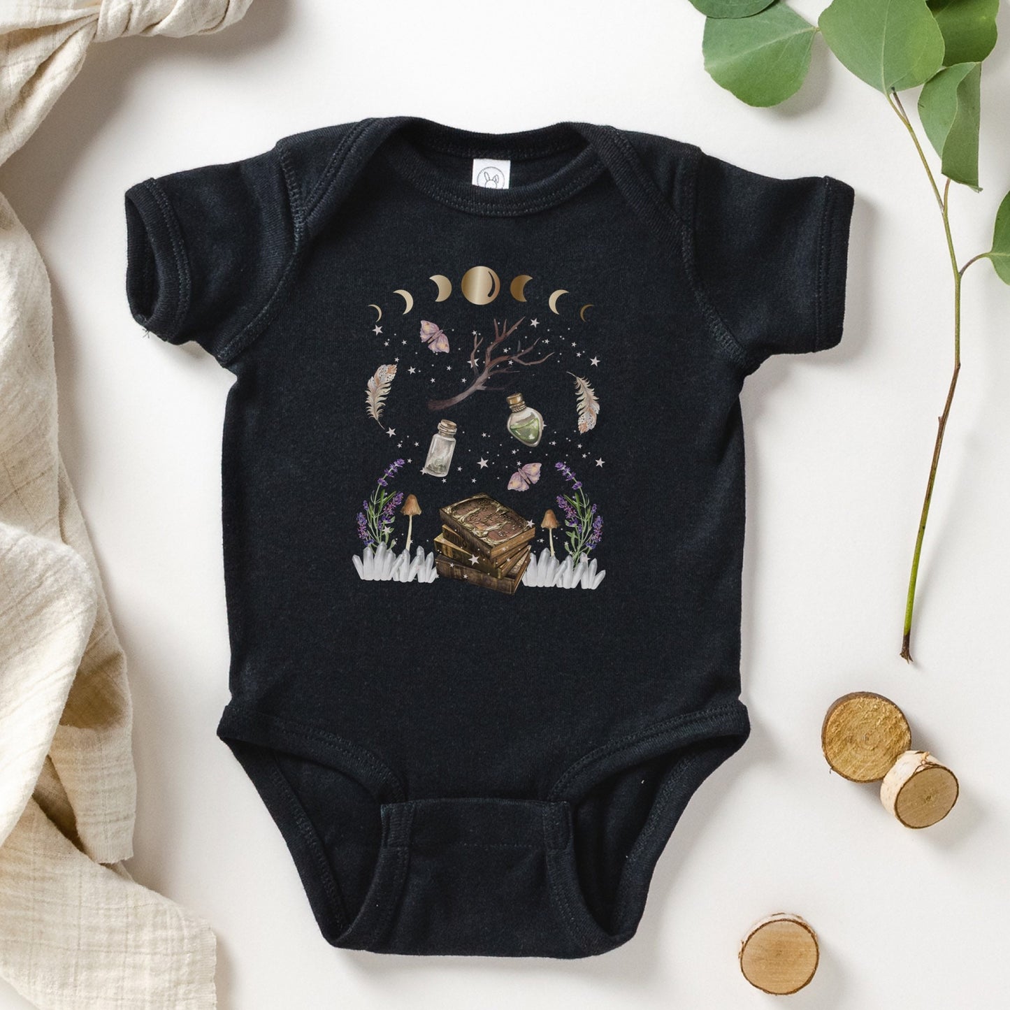 Fairy Grunge Baby Bodysuit, Wizard Baby Bodysuit, Fairy Core Baby Clothes, Dark Cottagecore Baby, Dark Academia Baby Clothes, Witchy Baby