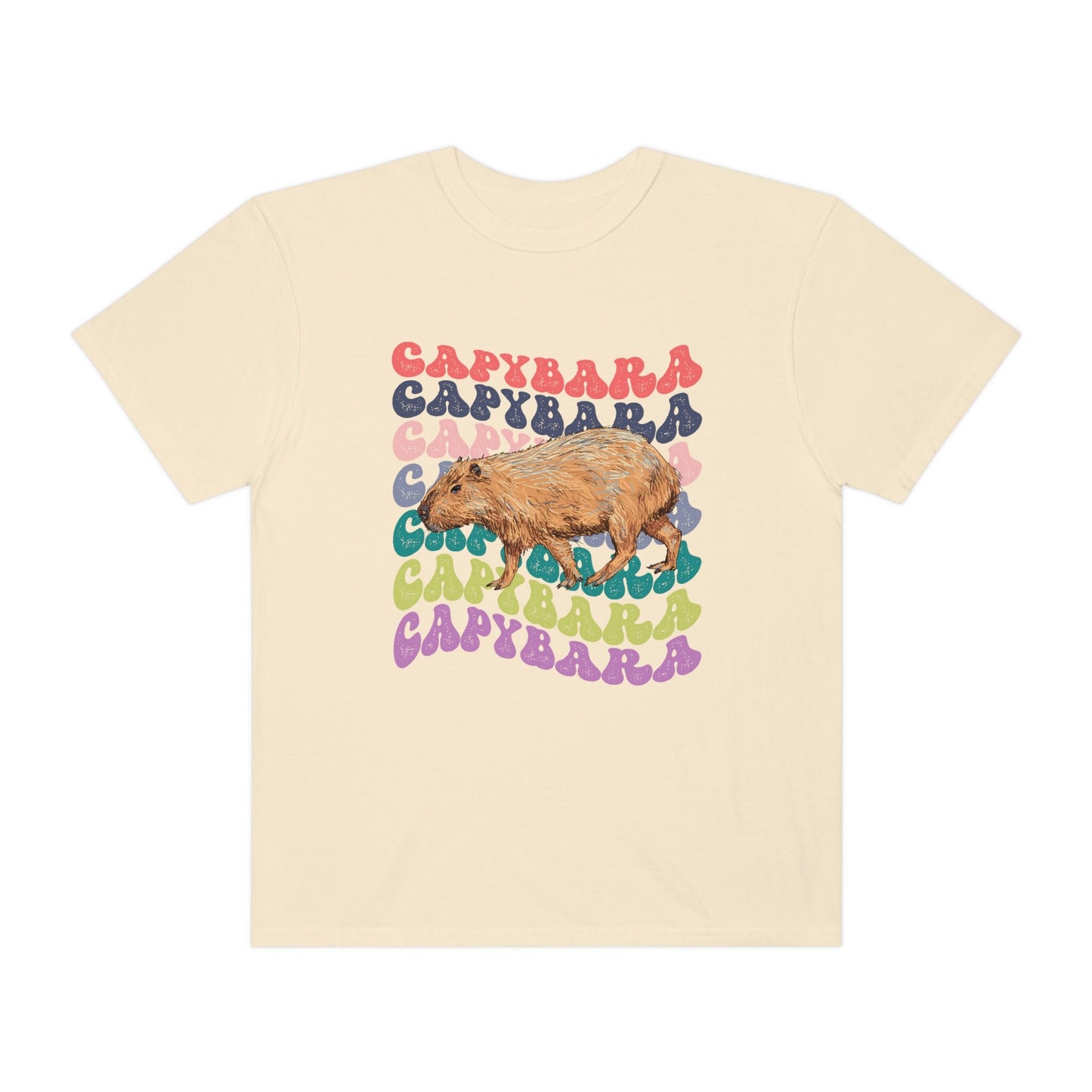 Capybara Shirt Garment Dyed Comfort Colors® Shirt Capybara Gift Retro Wavy Text Capybara Aesthetic T Shirt