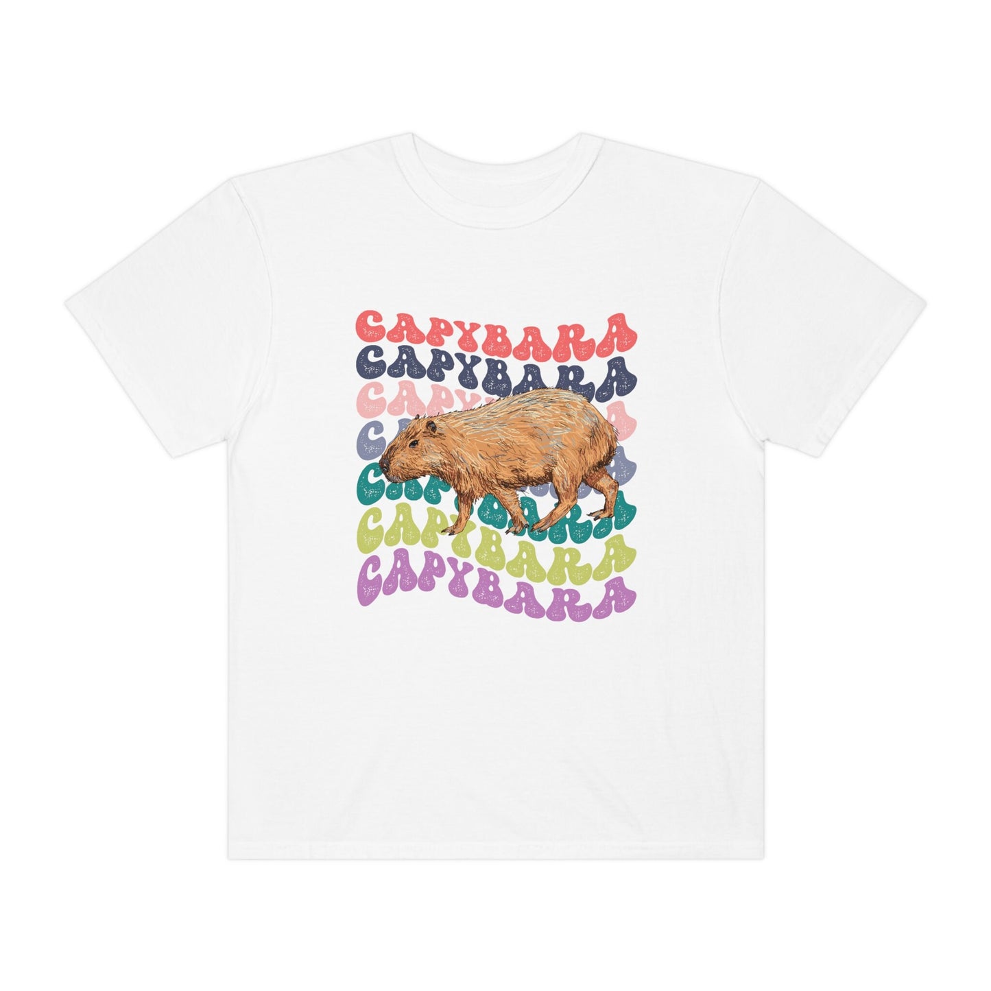 Capybara Shirt Garment Dyed Comfort Colors® Shirt Capybara Gift Retro Wavy Text Capybara Aesthetic T Shirt