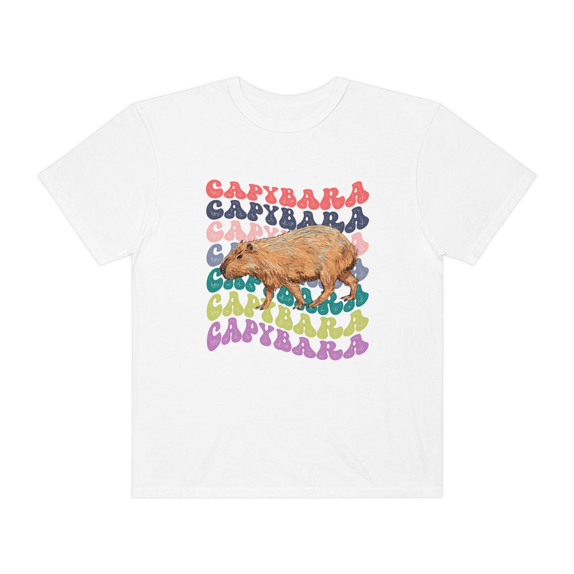 Capybara Shirt Garment Dyed Comfort Colors® Shirt Capybara Gift Retro Wavy Text Capybara Aesthetic T Shirt