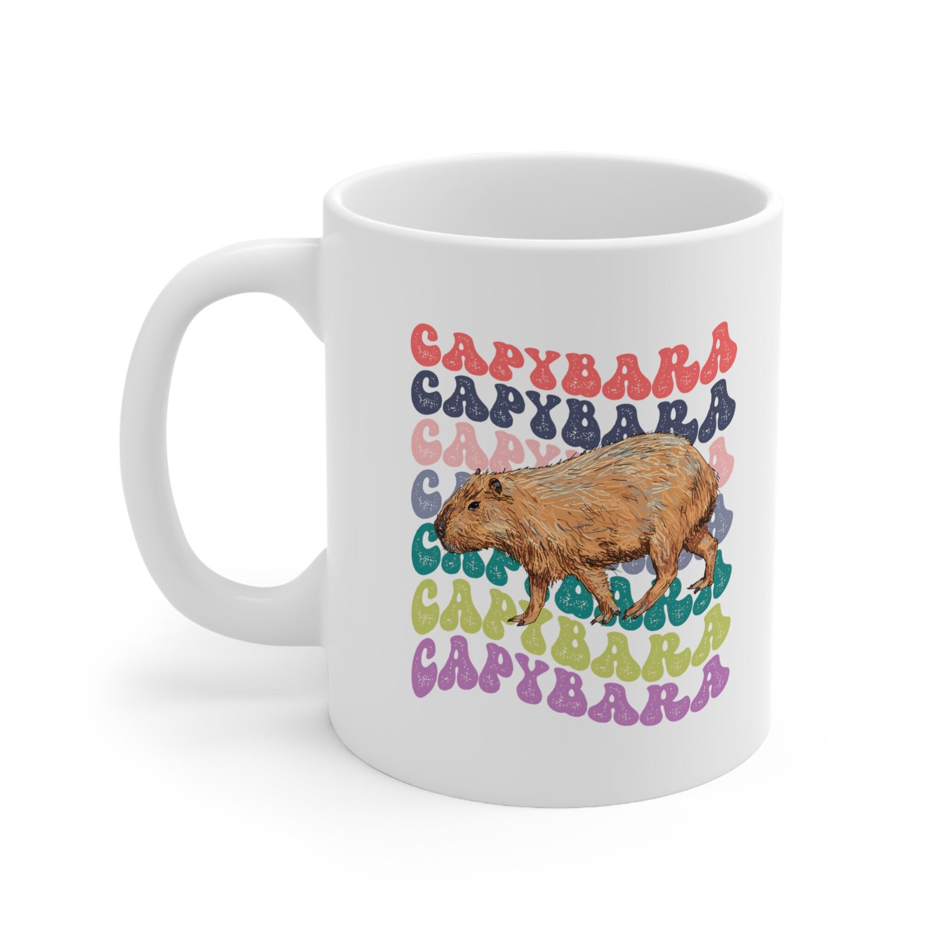 Capybara Mug, Capybara Gift, Capybara Lover, Capybara Coffee Mug, Large Coffee Mug, Retro Wavy Text Aesthetic Mug, 11oz Mug Mug, 15 Oz Mug,