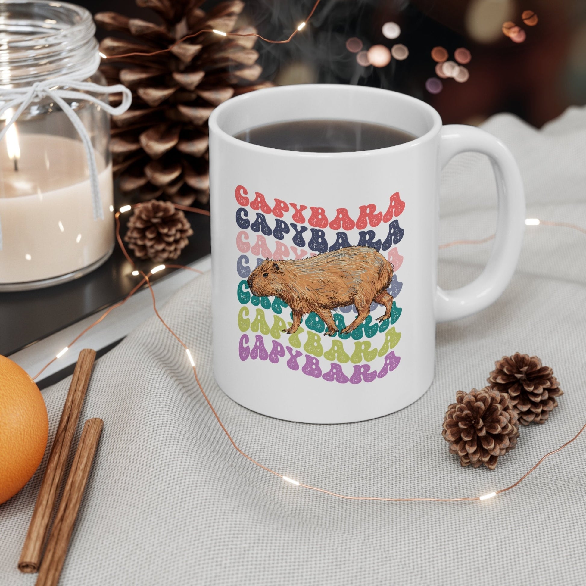 Capybara Mug, Capybara Gift, Capybara Lover, Capybara Coffee Mug, Large Coffee Mug, Retro Wavy Text Aesthetic Mug, 11oz Mug Mug, 15 Oz Mug,