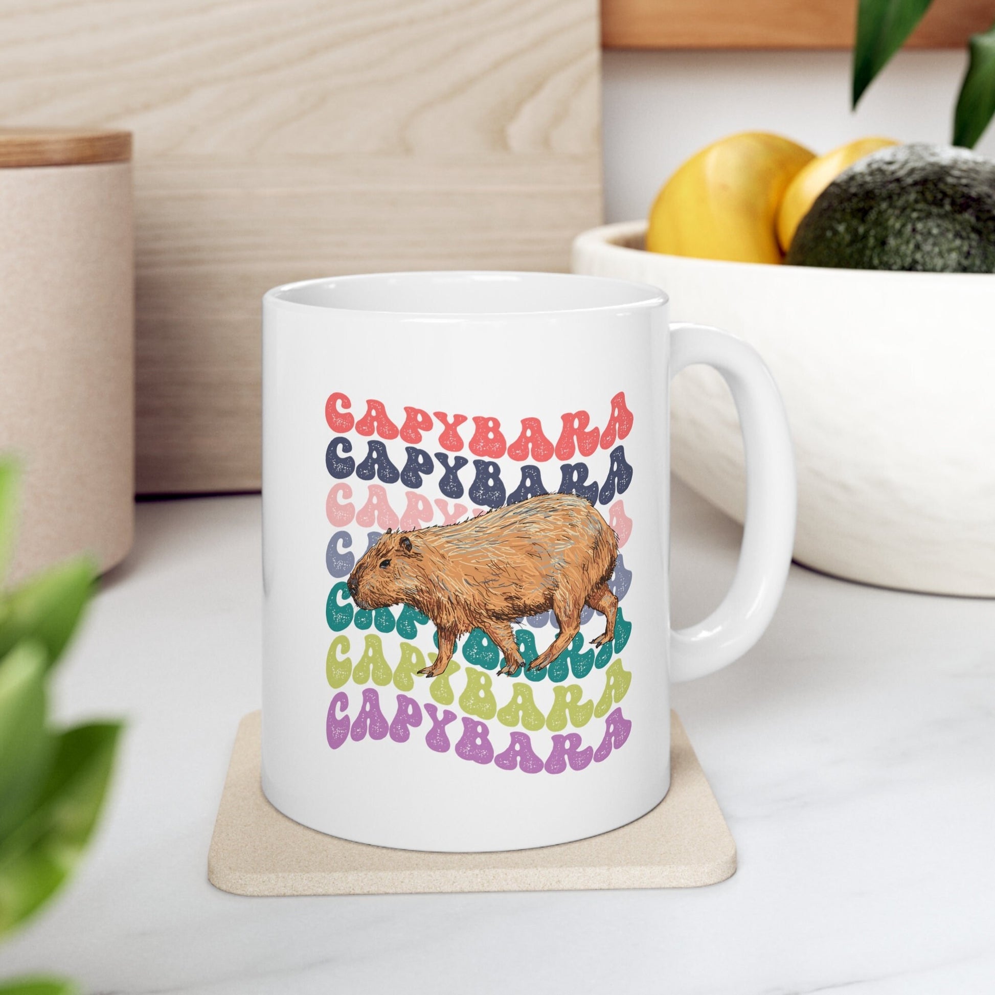 Capybara Mug, Capybara Gift, Capybara Lover, Capybara Coffee Mug, Large Coffee Mug, Retro Wavy Text Aesthetic Mug, 11oz Mug Mug, 15 Oz Mug,