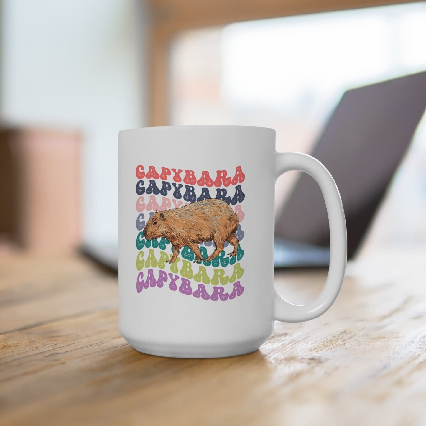 Capybara Mug, Capybara Gift, Capybara Lover, Capybara Coffee Mug, Large Coffee Mug, Retro Wavy Text Aesthetic Mug, 11oz Mug Mug, 15 Oz Mug,