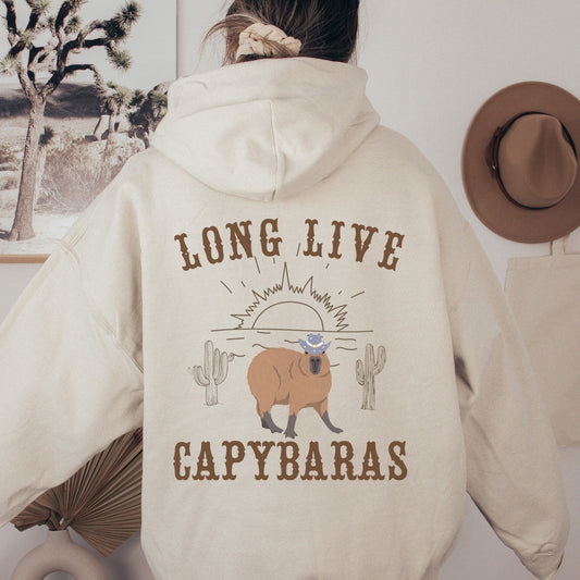 Capybara Sweatshirt Capybara Hoodie Long Live Capybaras Western Hoodies Western sweatshirt Western Graphic Shirt Cowboy Capybara Shirt