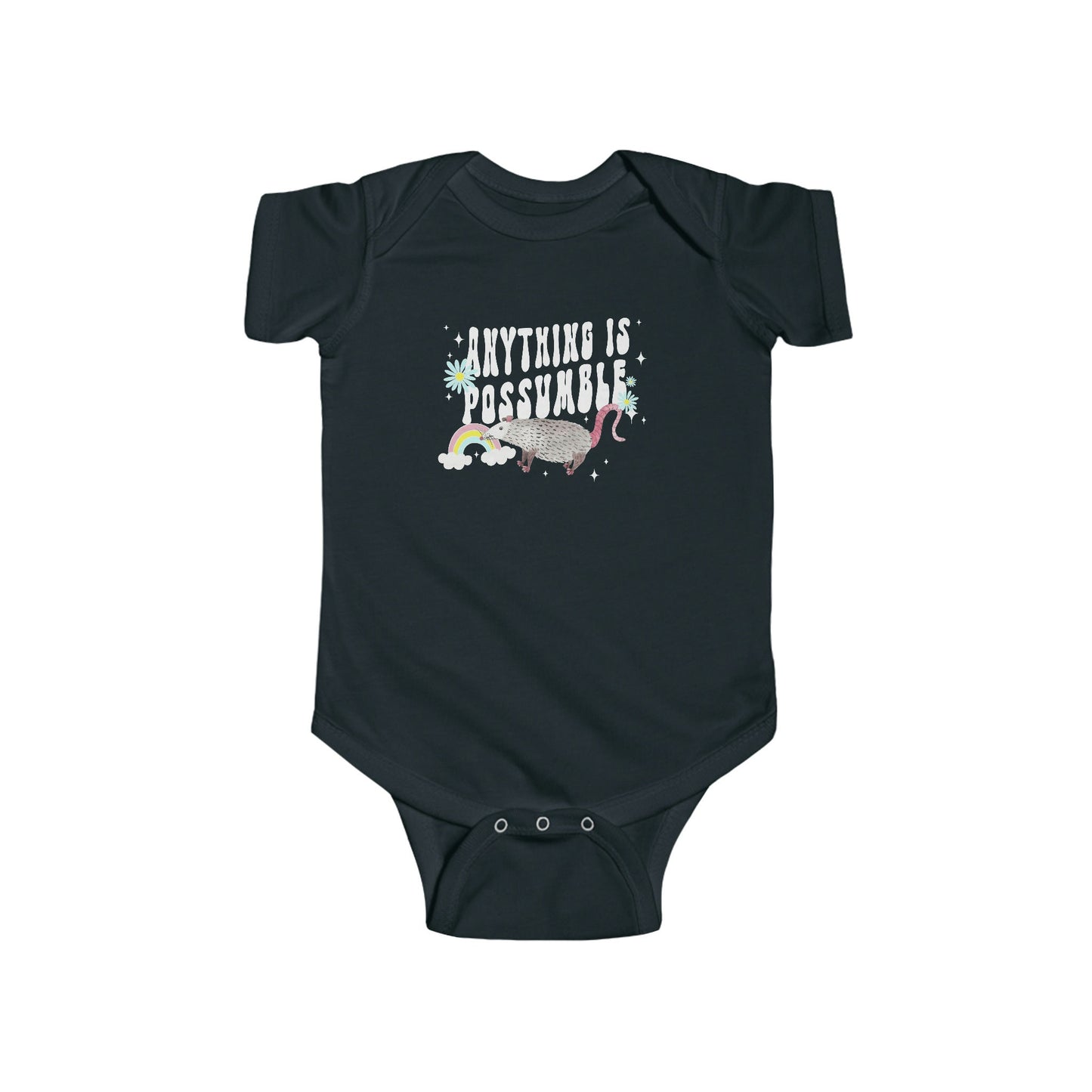 Possum Baby Bodysuit, Opossum Shirt for Infant, Rainbow Baby, Anything is Possumble, IVF Baby Clothes, Infertility Baby, Possum Clothes