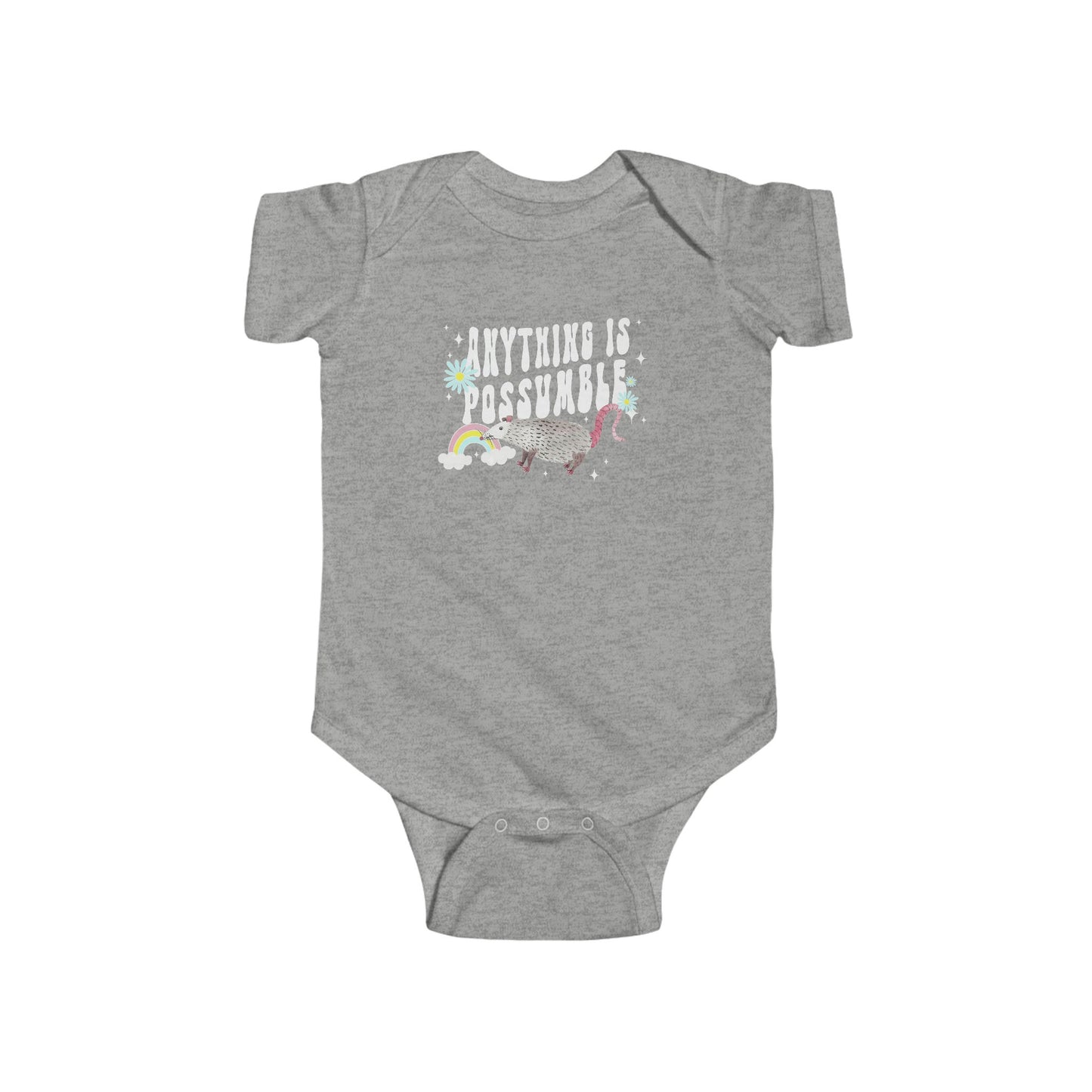 Possum Baby Bodysuit, Opossum Shirt for Infant, Rainbow Baby, Anything is Possumble, IVF Baby Clothes, Infertility Baby, Possum Clothes