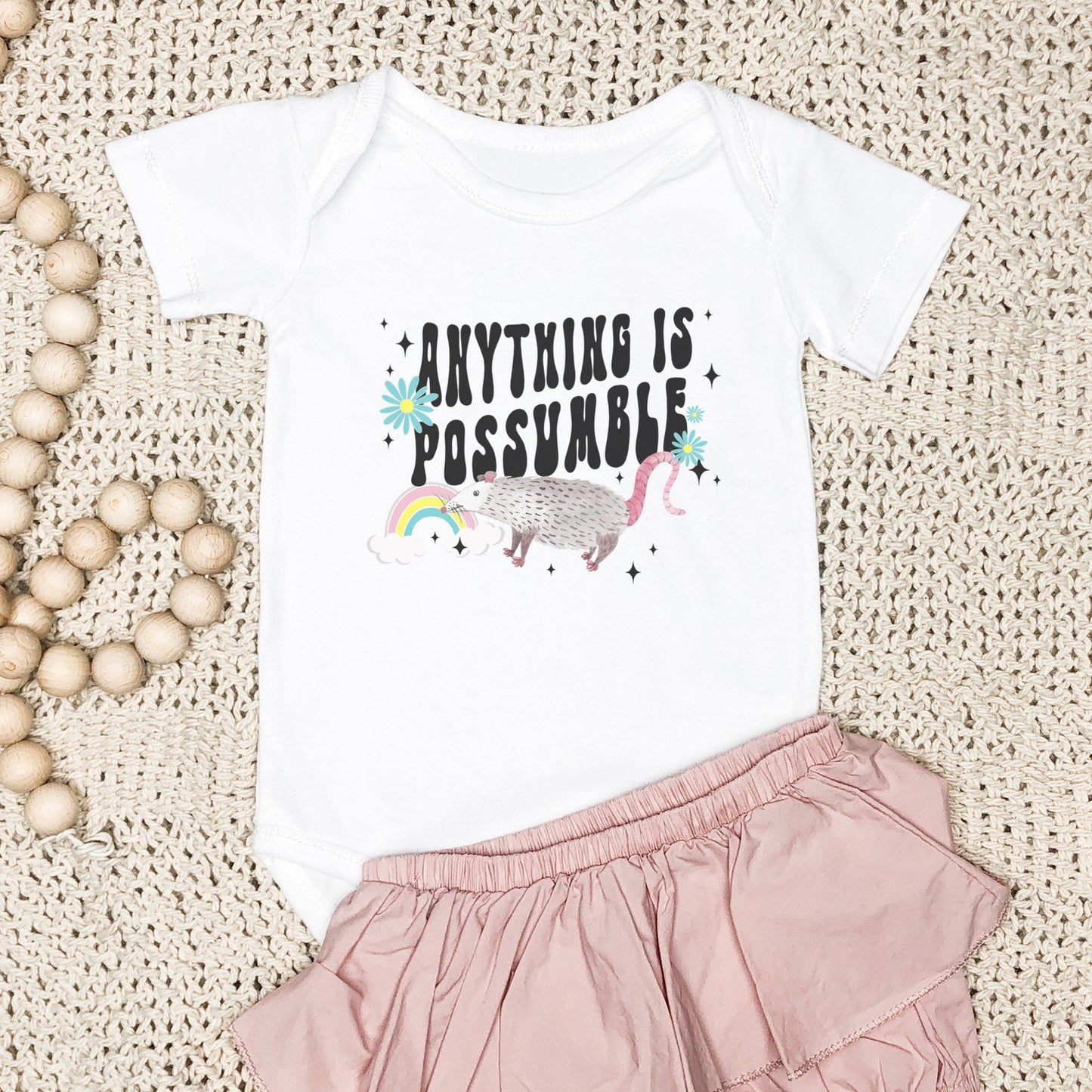 Possum Baby Bodysuit, Opossum Shirt for Infant, Rainbow Baby, Anything is Possumble, IVF Baby Clothes, Infertility Baby, Possum Clothes