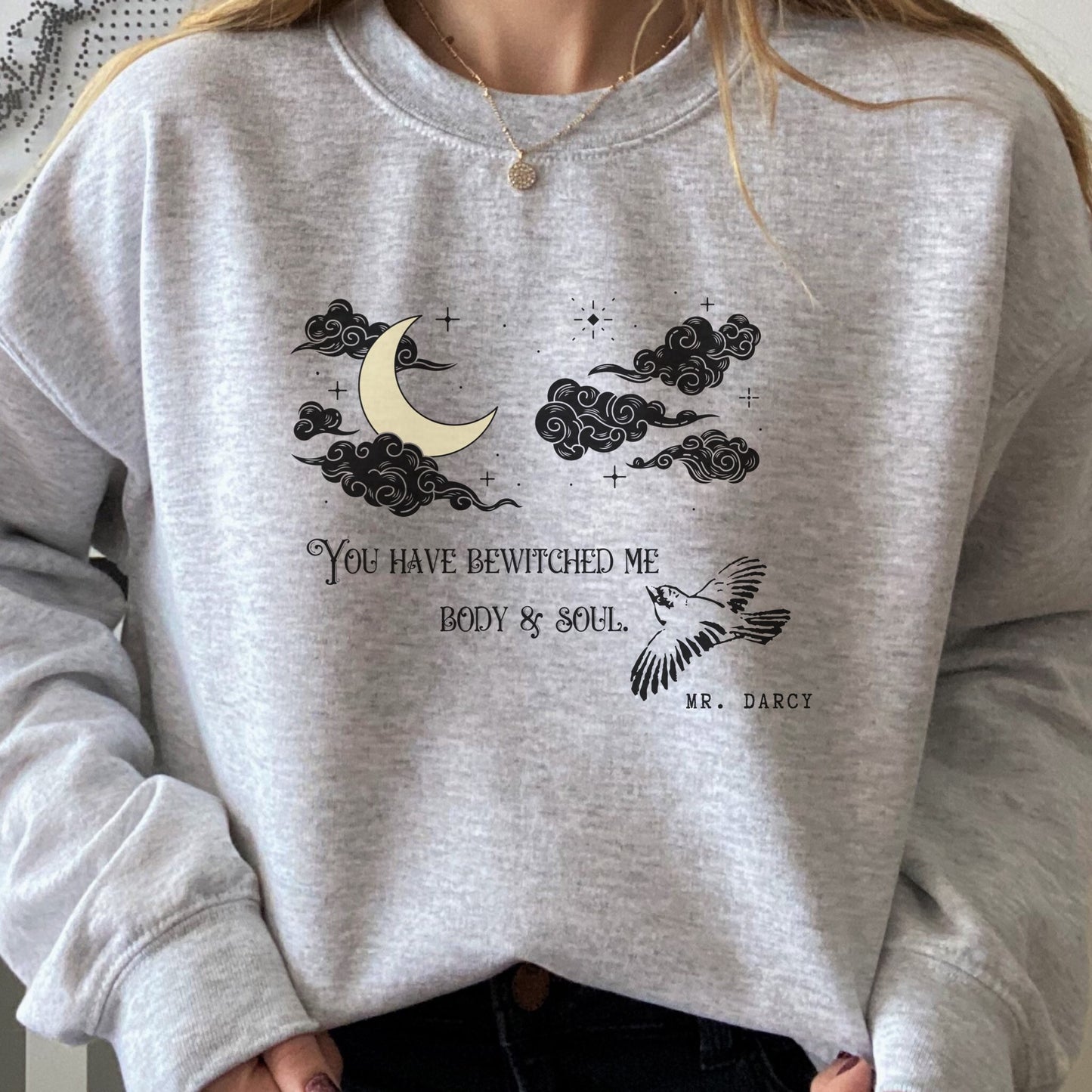 Jane Austen Shirt Mr Darcy Pride and Prejudice Mystical Bird Sweatshirt Jane Austen Gifts Literary Sweatshirt Bookish Shirt Light Academia