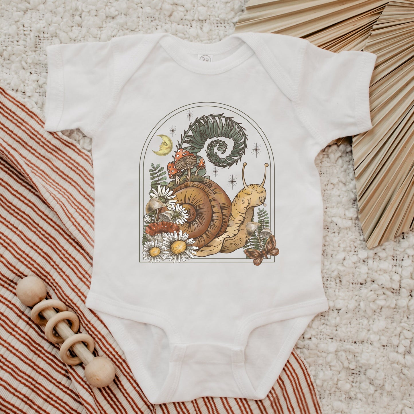 Snail Bodysuit Witchy Goblincore Cottagecore Baby Boho Baby Clothes Unique Baby Clothes Fairy Grunge Fairycore Mushroom Infant Bodysuit