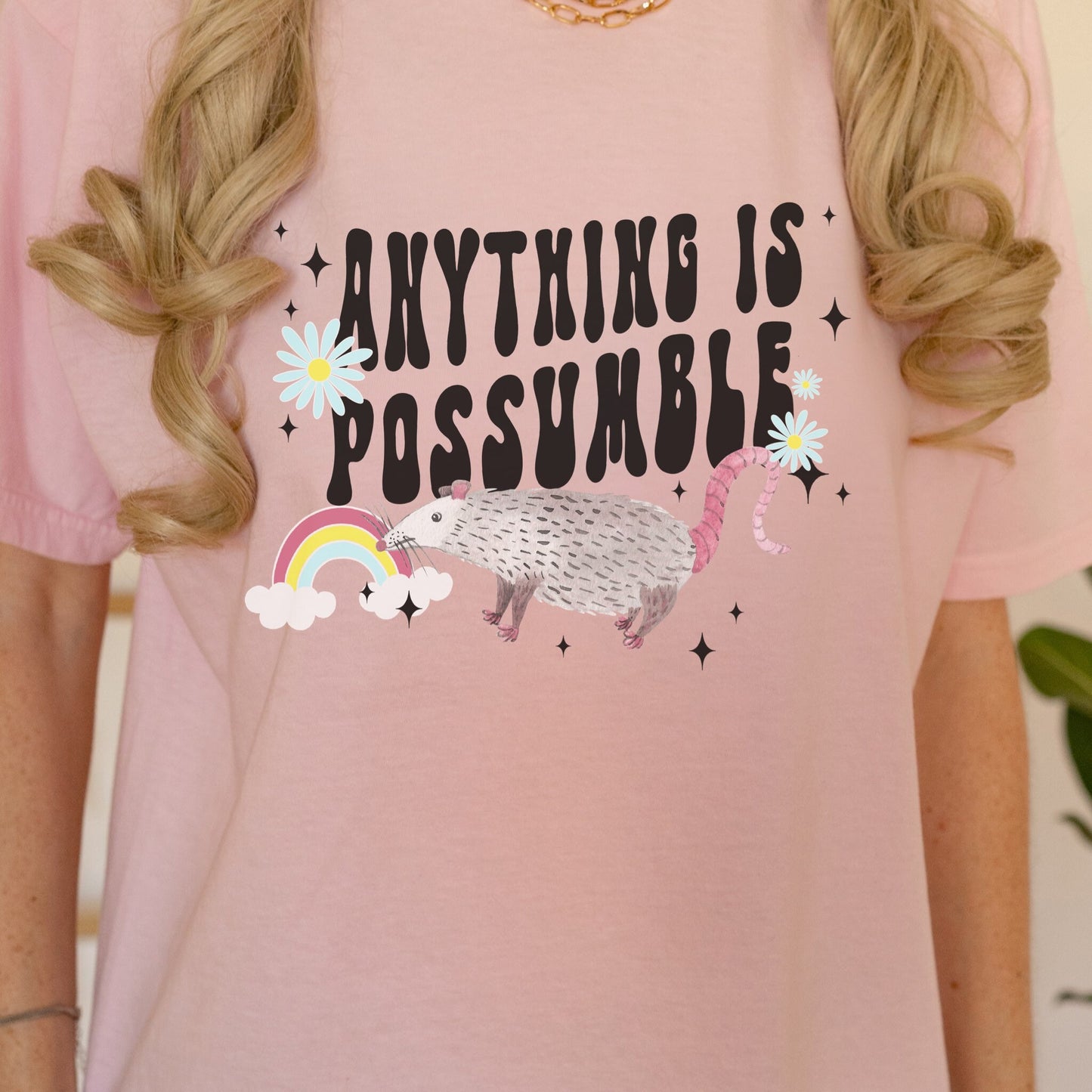 Possum Shirt, Retro Comfort Colors® Preppy Shirt, Anything Is Possumble Tee, Opossum Shirt, Possum, Possum Gift, Preppy Clothes Positive Tee
