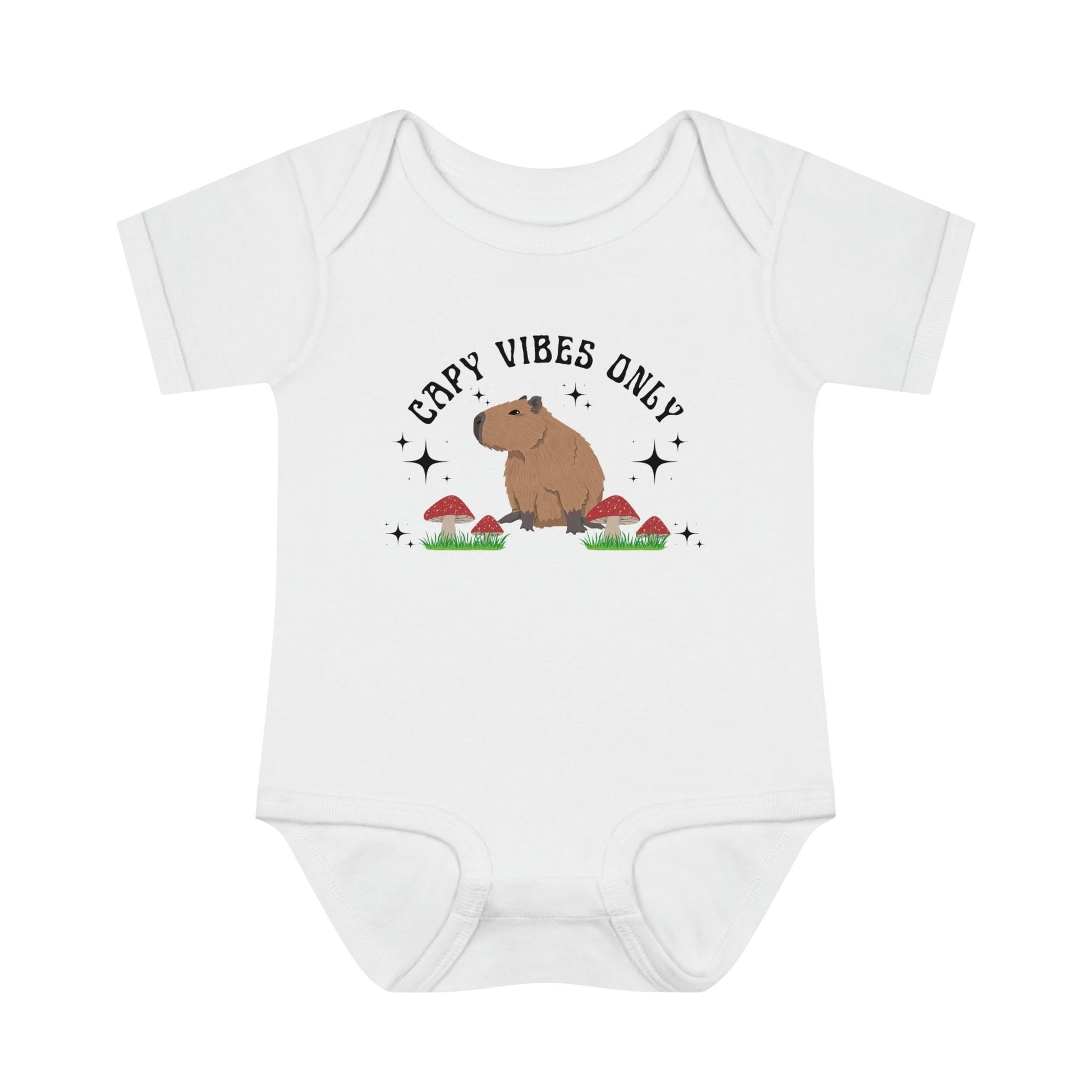 Capybara Shirt For Baby, Mushroom Baby Bodysuit, Cottagecore Baby Clothes Retro Mushroom Infant Bodysuit Capy Vibes Only Capybara Baby Gift