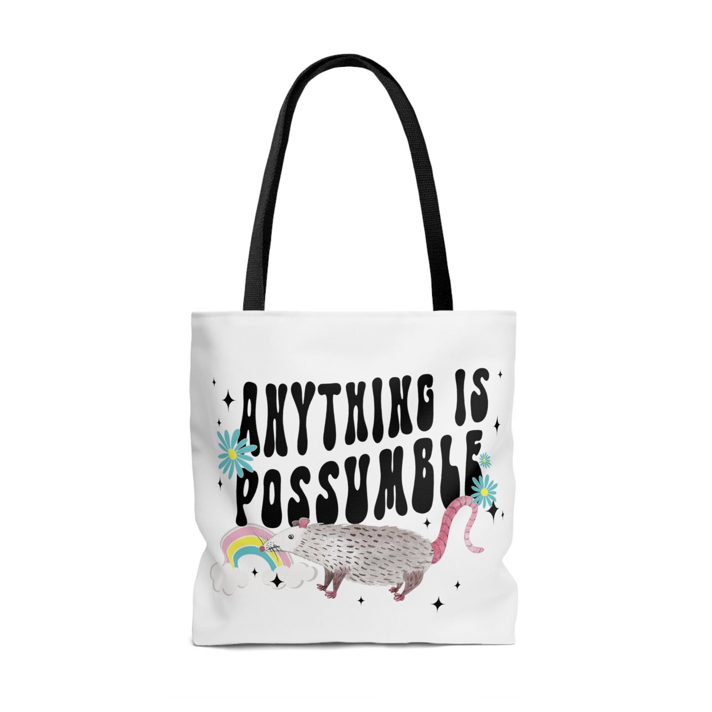 Possum Tote Bag Anything is Possible Reusable Retro Aesthetic Tote Bag Opossum Gift Graduation Gift Rainbow Tote Bag Positive Gift for Teen