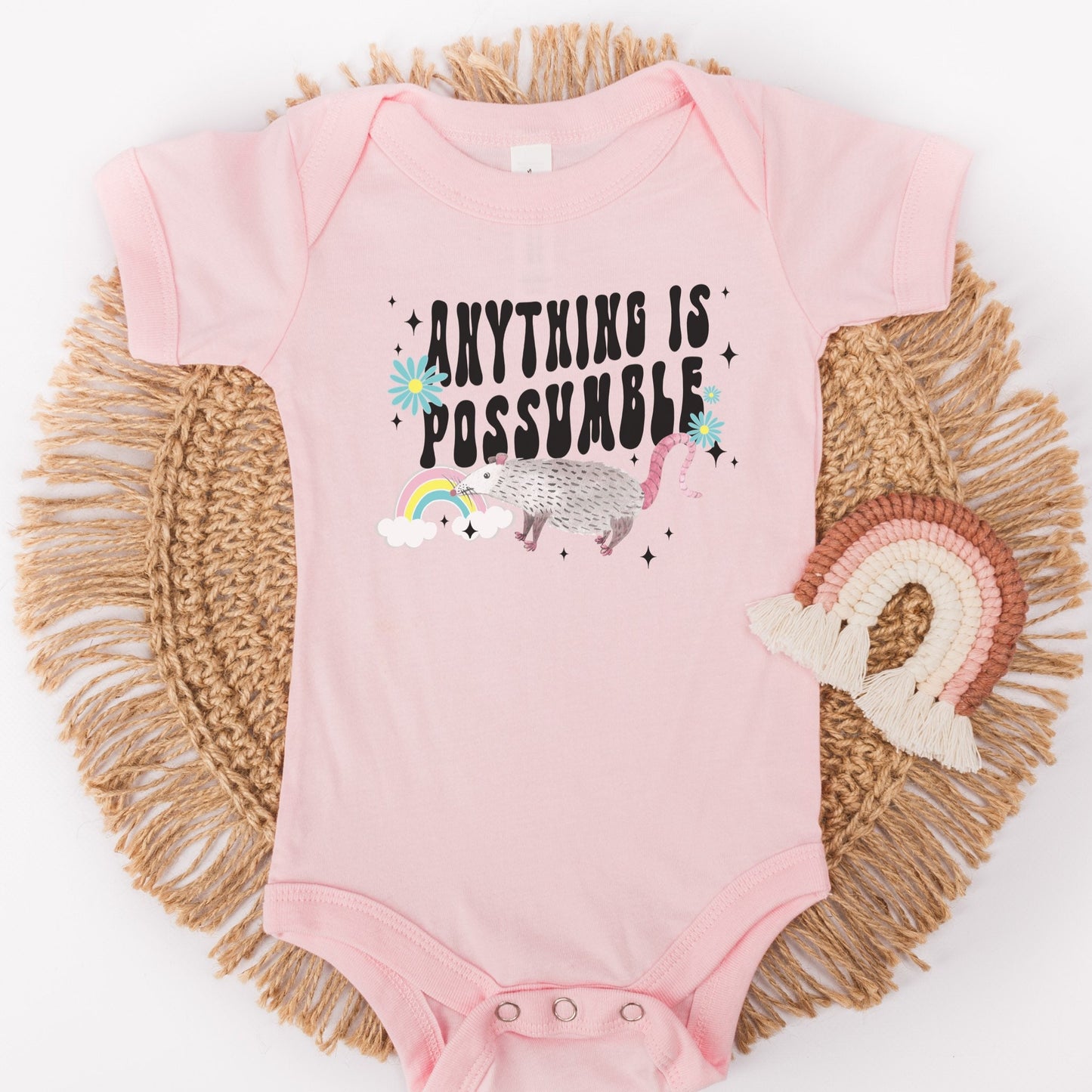Possum Baby Bodysuit, Opossum Shirt for Infant, Rainbow Baby, Anything is Possumble, IVF Baby Clothes, Infertility Baby, Possum Clothes