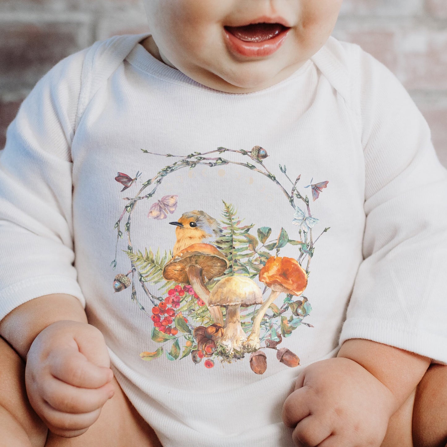Mushroom Shirt for Baby Mushroom Baby Clothes Bird Baby Bodysuit Cottagecore Baby Forest Core Gender Neutral Baby Woodland Infant Bodysuit