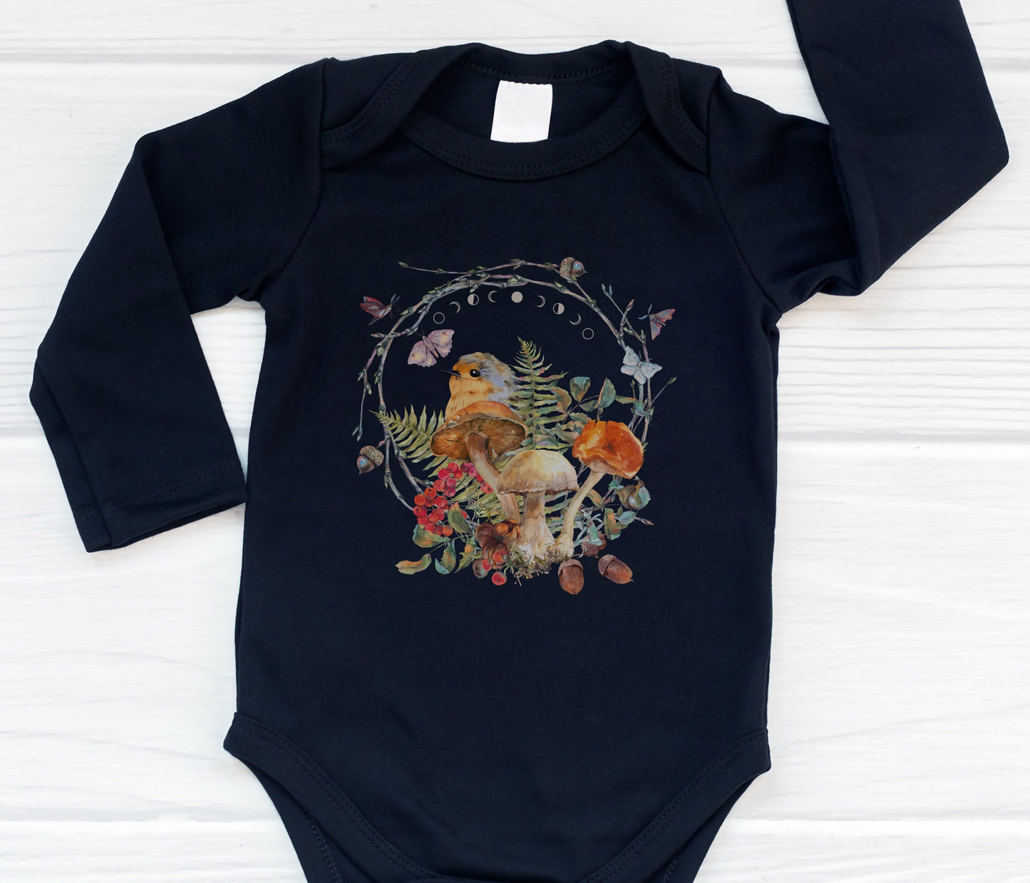 Mushroom Shirt for Baby Mushroom Baby Clothes Bird Baby Bodysuit Cottagecore Baby Forest Core Gender Neutral Baby Woodland Infant Bodysuit