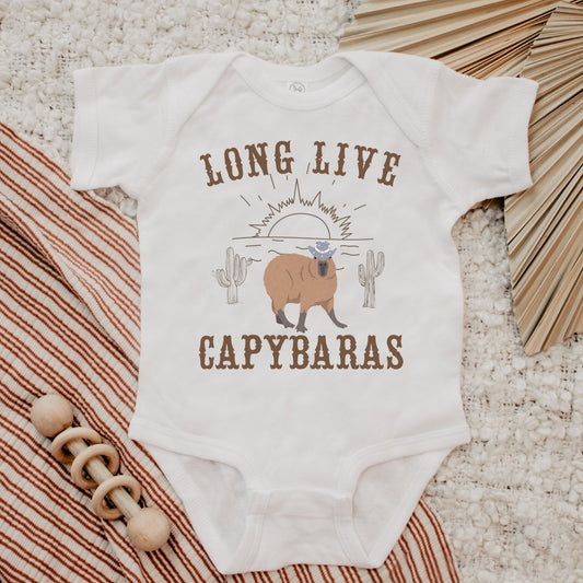Capybara Baby Bodysuit Western Graphic Tee For Baby Infant Capybara Cowgirl Baby Bodysuit Long Live Capybara Cowboy Baby Bodysuit Capy Baby