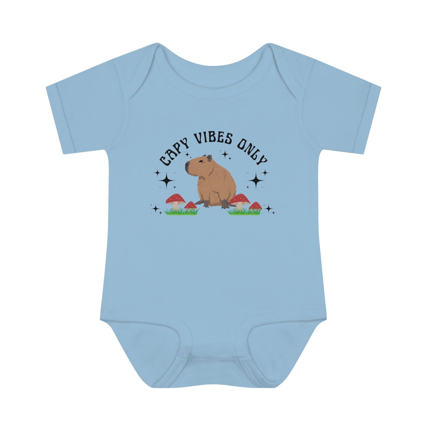 Capybara Shirt For Baby, Mushroom Baby Bodysuit, Cottagecore Baby Clothes Retro Mushroom Infant Bodysuit Capy Vibes Only Capybara Baby Gift