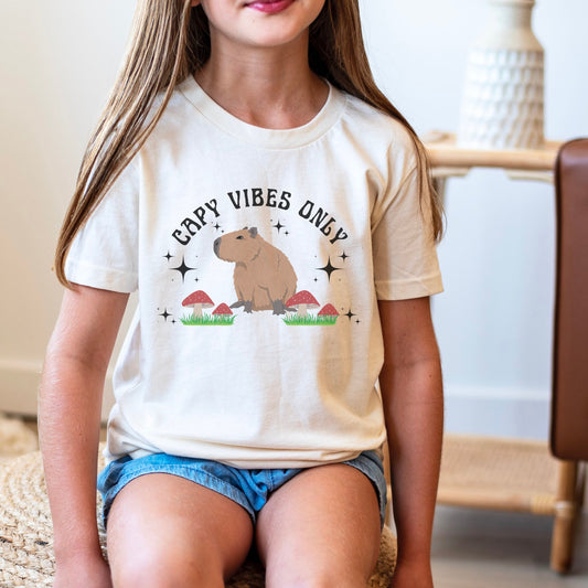 Capybara Shirt For Kids Retro Toddler Mushroom Shirt Cottagecore Clothes Capy Vibes Capybara Gift Kids Youth Capybara Shirt Capy Shirt Girl