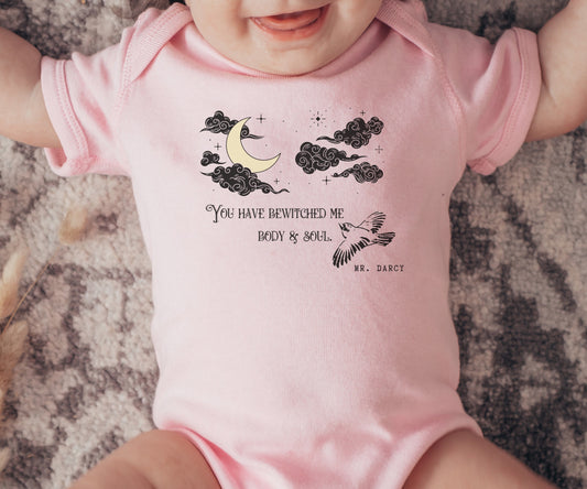 Jane Austen Baby Bodysuit, You Have Bewitched Me, Mr Darcy Quote, Bookish Baby Clothes, Academia Baby Bodysuit, Pride and Prejudice