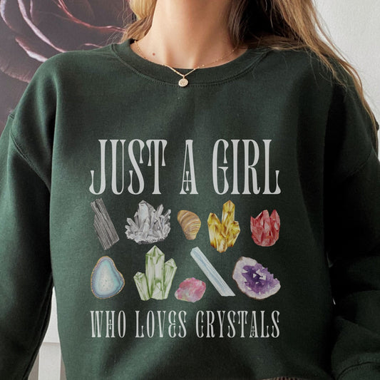 Crystal Sweatshirt Crystals Shirt Sweatshirt For Women Witchy Sweatshirt Crystal Lover Gift Gem and Mineral Shirt Girl Who Loves Crystals