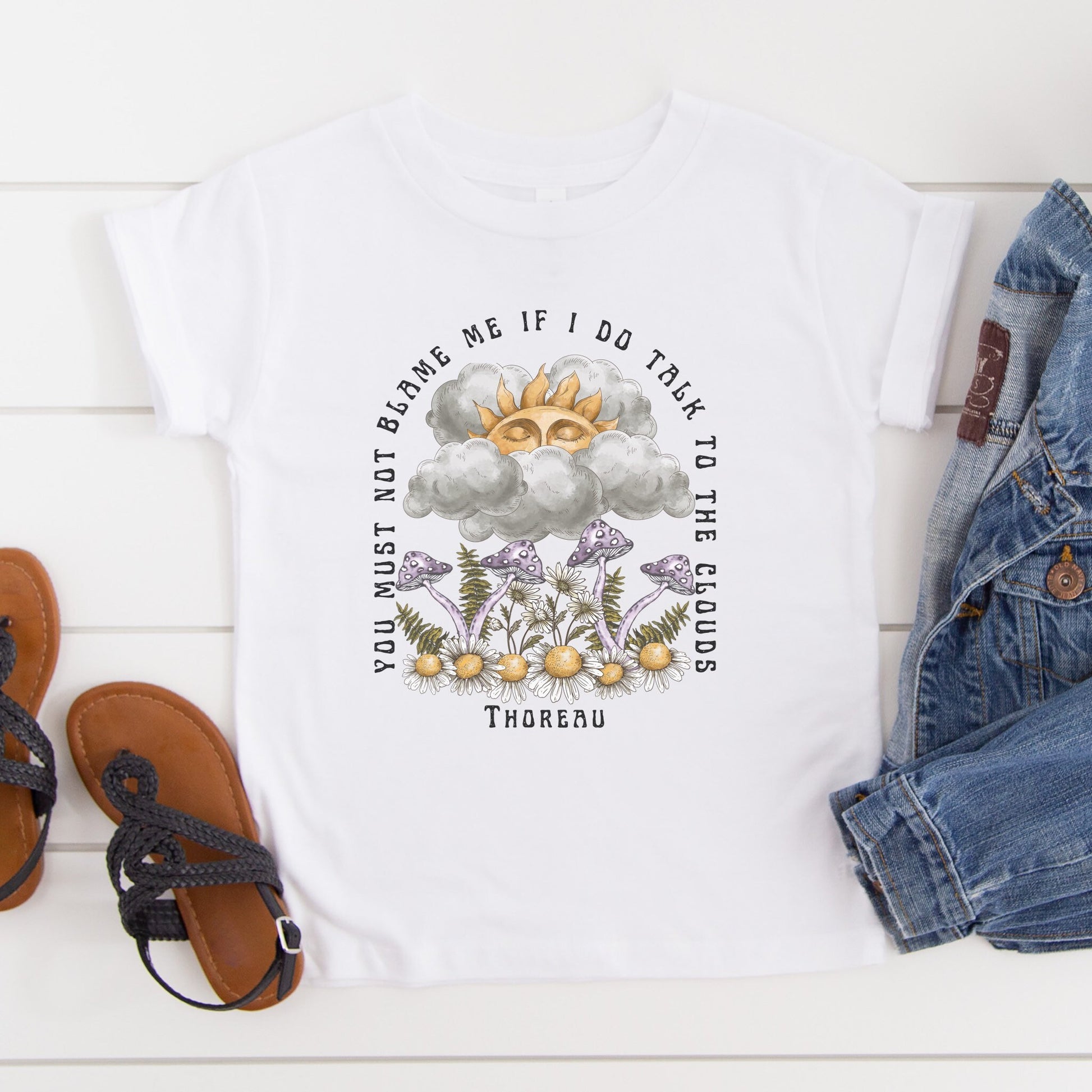 Mushroom Shirt Kids Thoreau Quote Sunshine Shirt Girls Literary Shirt Youth Bookish Gift Toddler Nature Shirt Poet Shirt Kids Light Academia